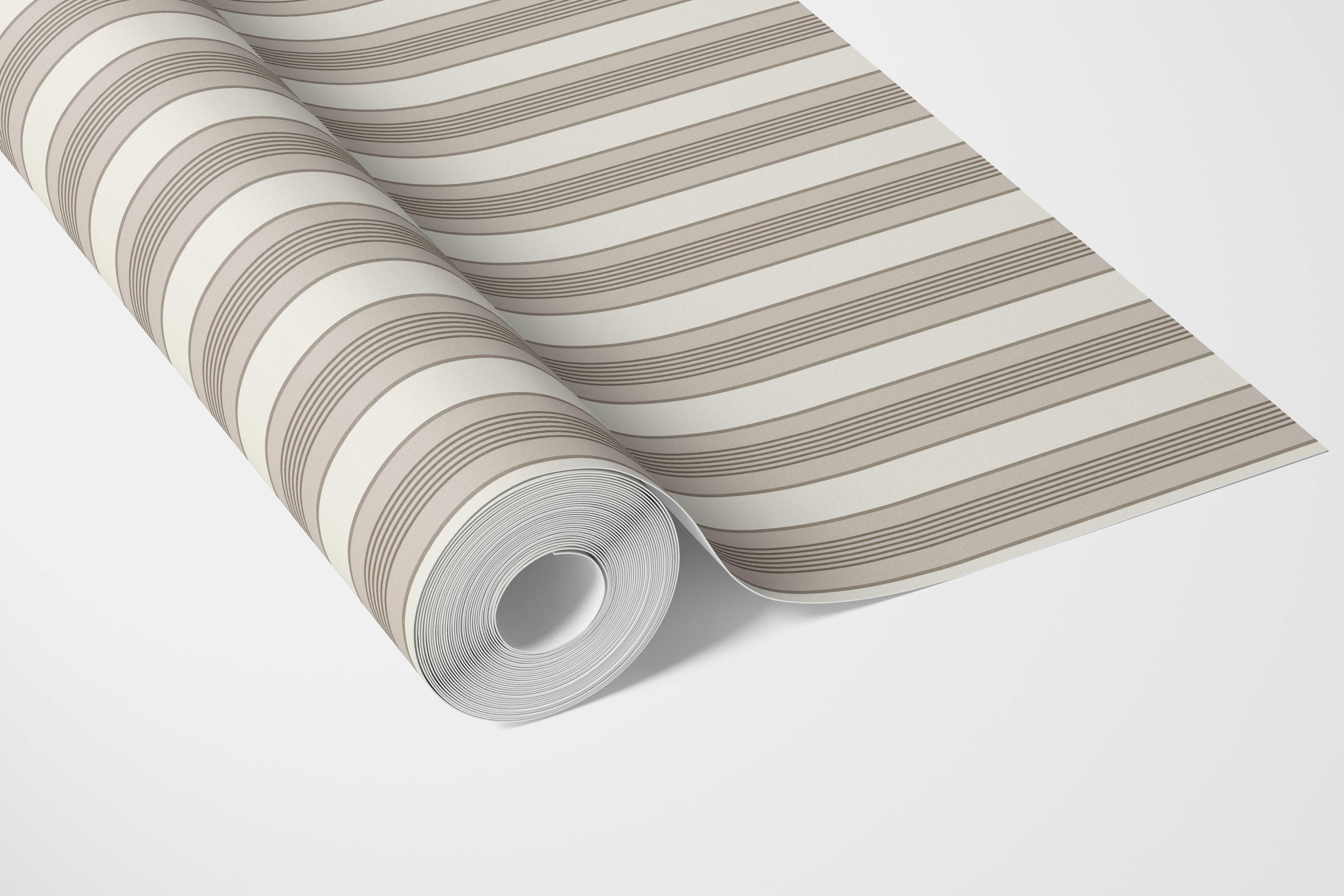 Neutral Geometric Striped Bathroom Wallpaper (Beige/ Brown/ Warm Gray)