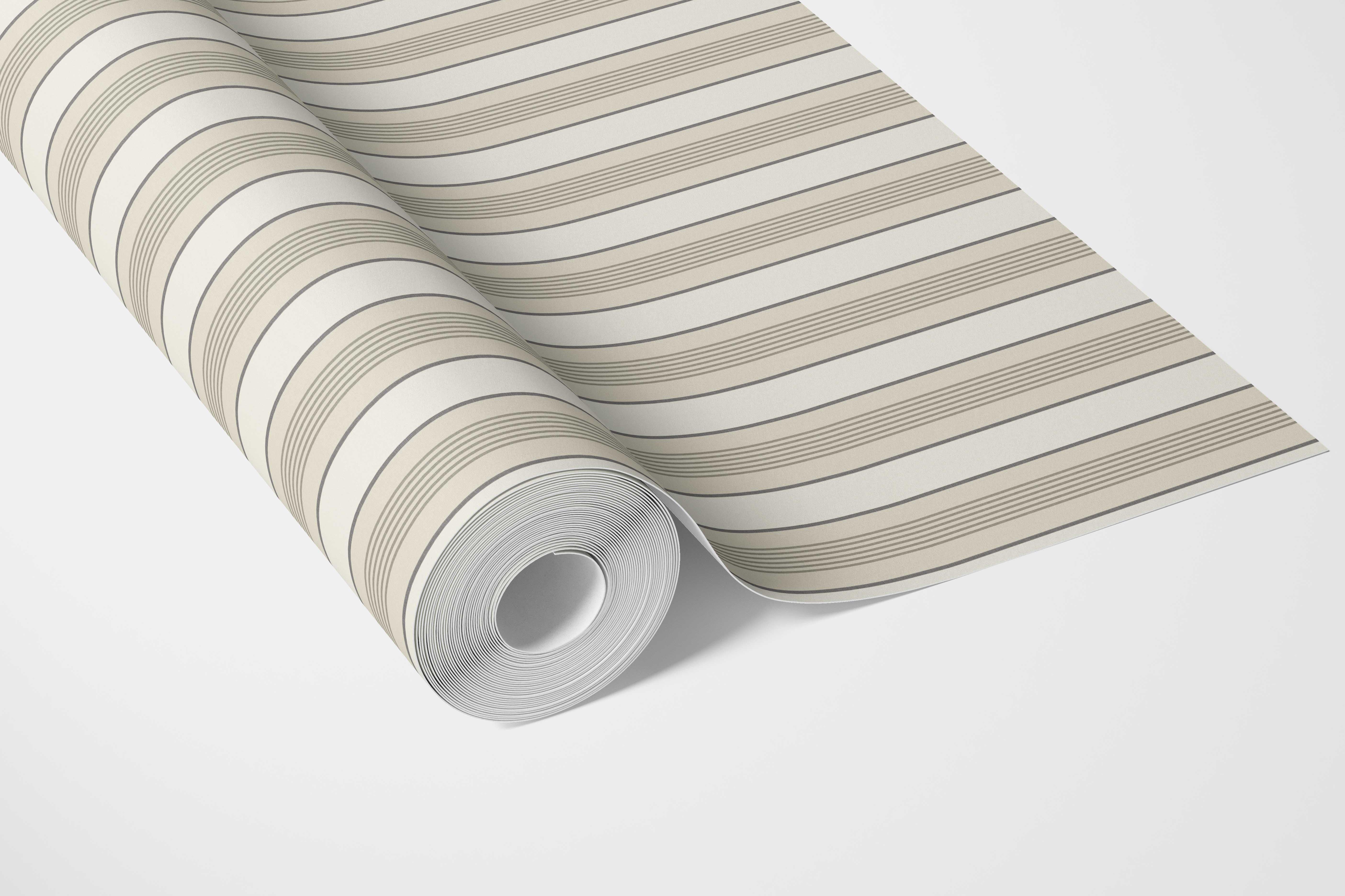 Neutral Geometric Striped Bathroom Wallpaper Sample Cream/ Beige/ Warm Gray