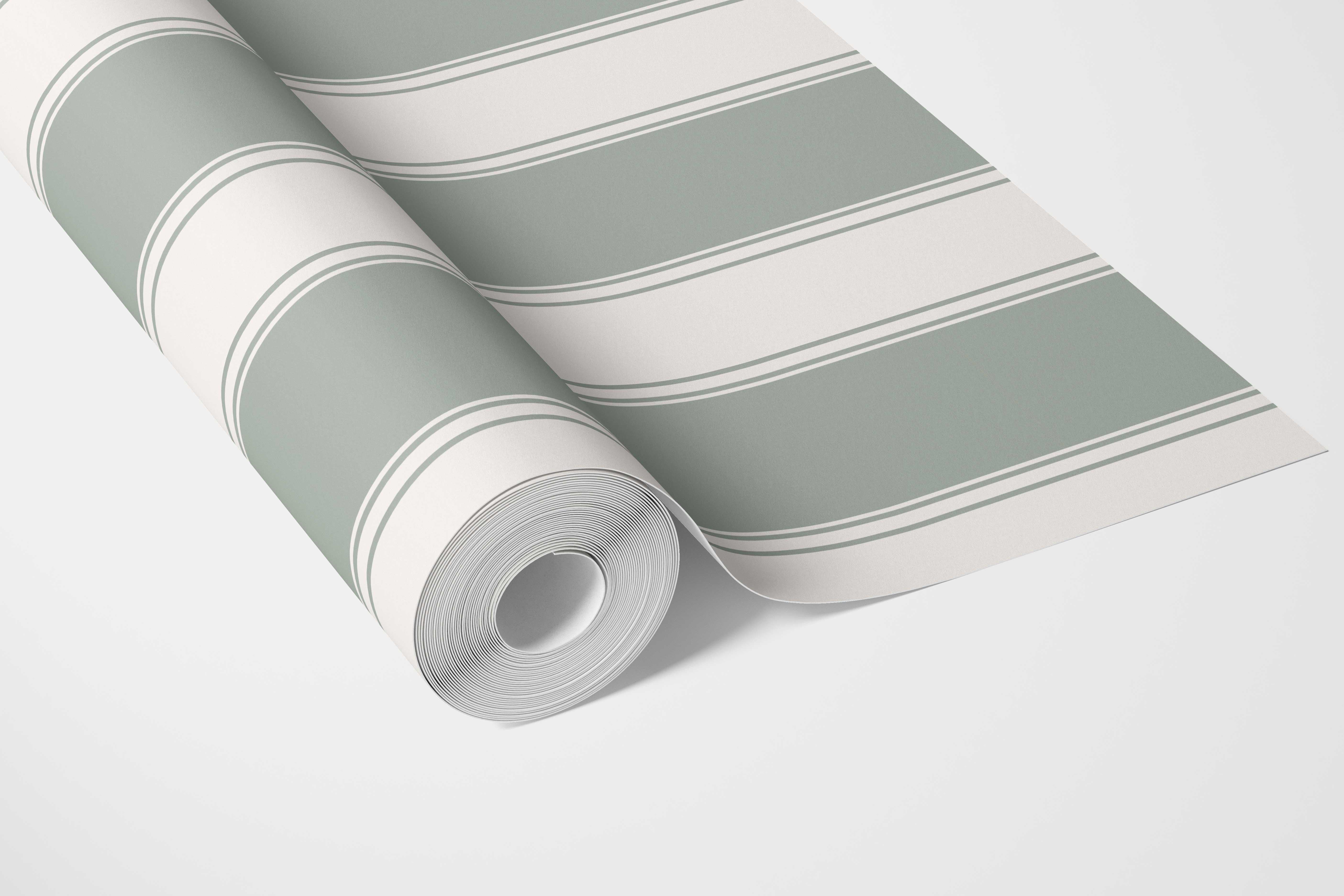 Geometric Striped Bathroom Wallpaper Sample (Sage Green/ Gray)
