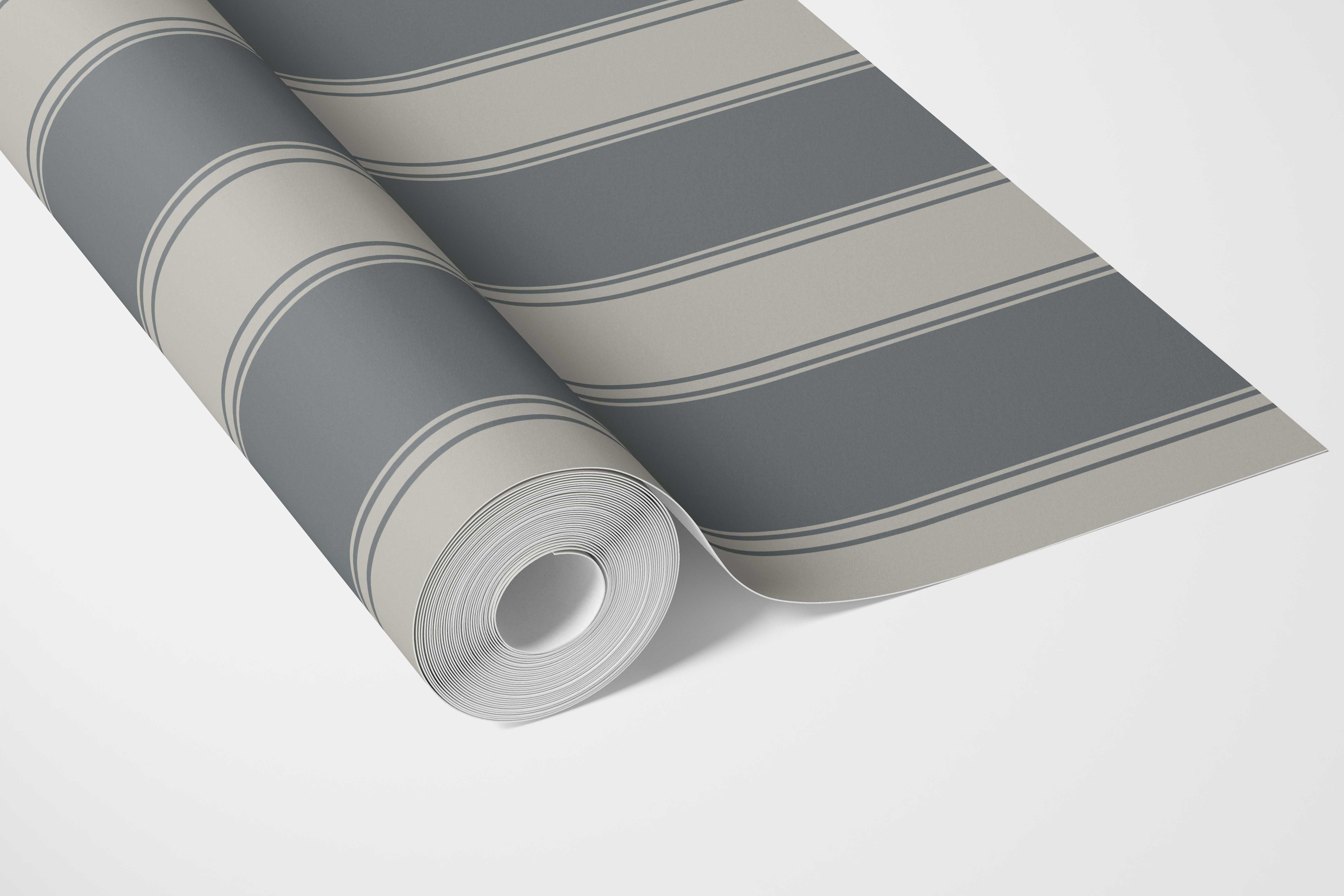 Neutral Geometric Striped Bathroom Wallpaper (Slate Gray)
