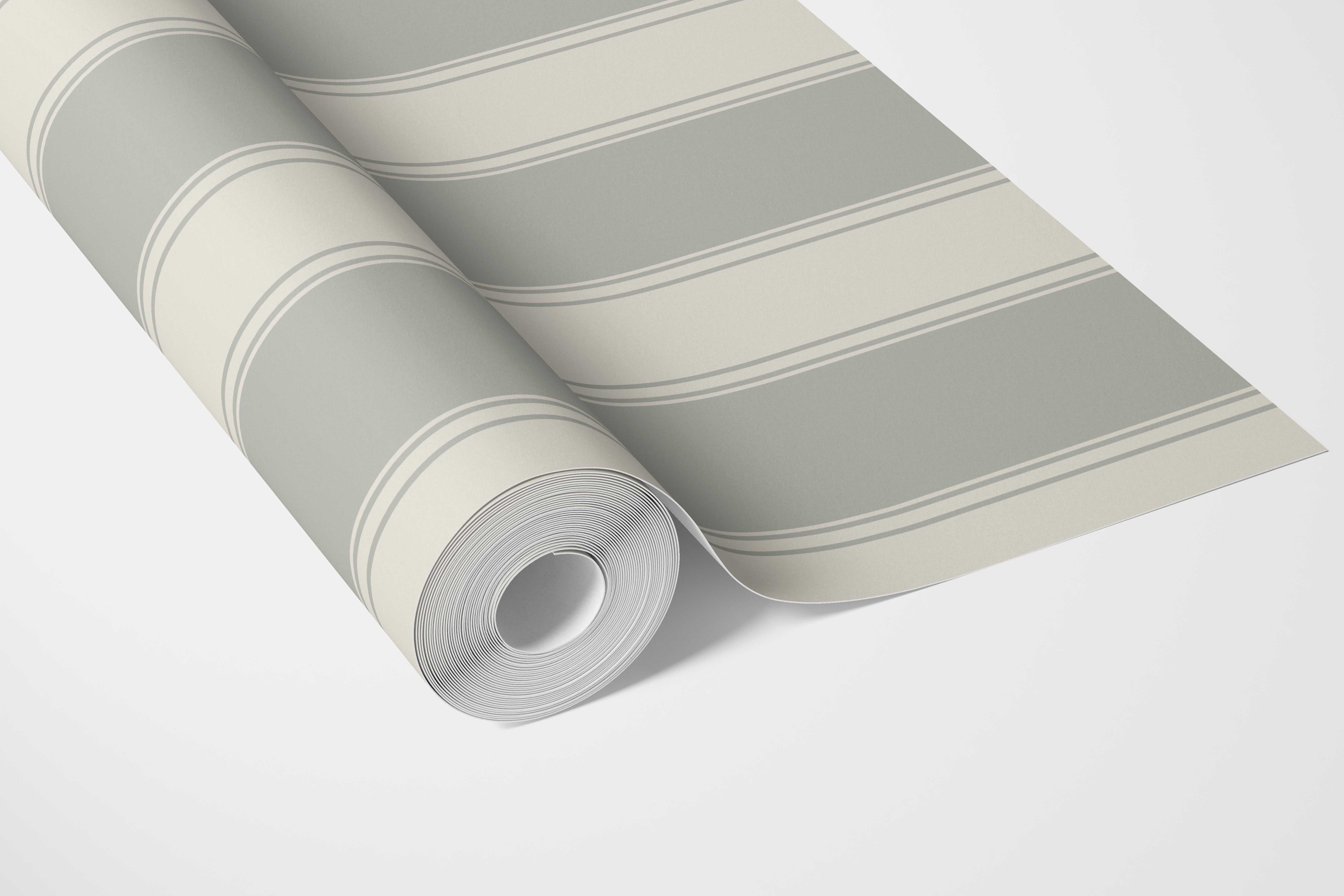 Neutral Geometric Striped Bathroom Wallpaper Sample (Sage Gray)