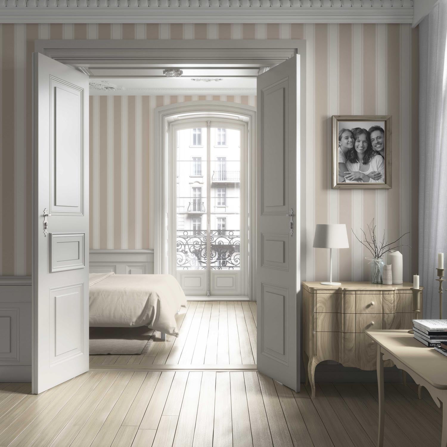 Neutral Geometric Striped Living Room Wallpaper (Beige/ Taupe)