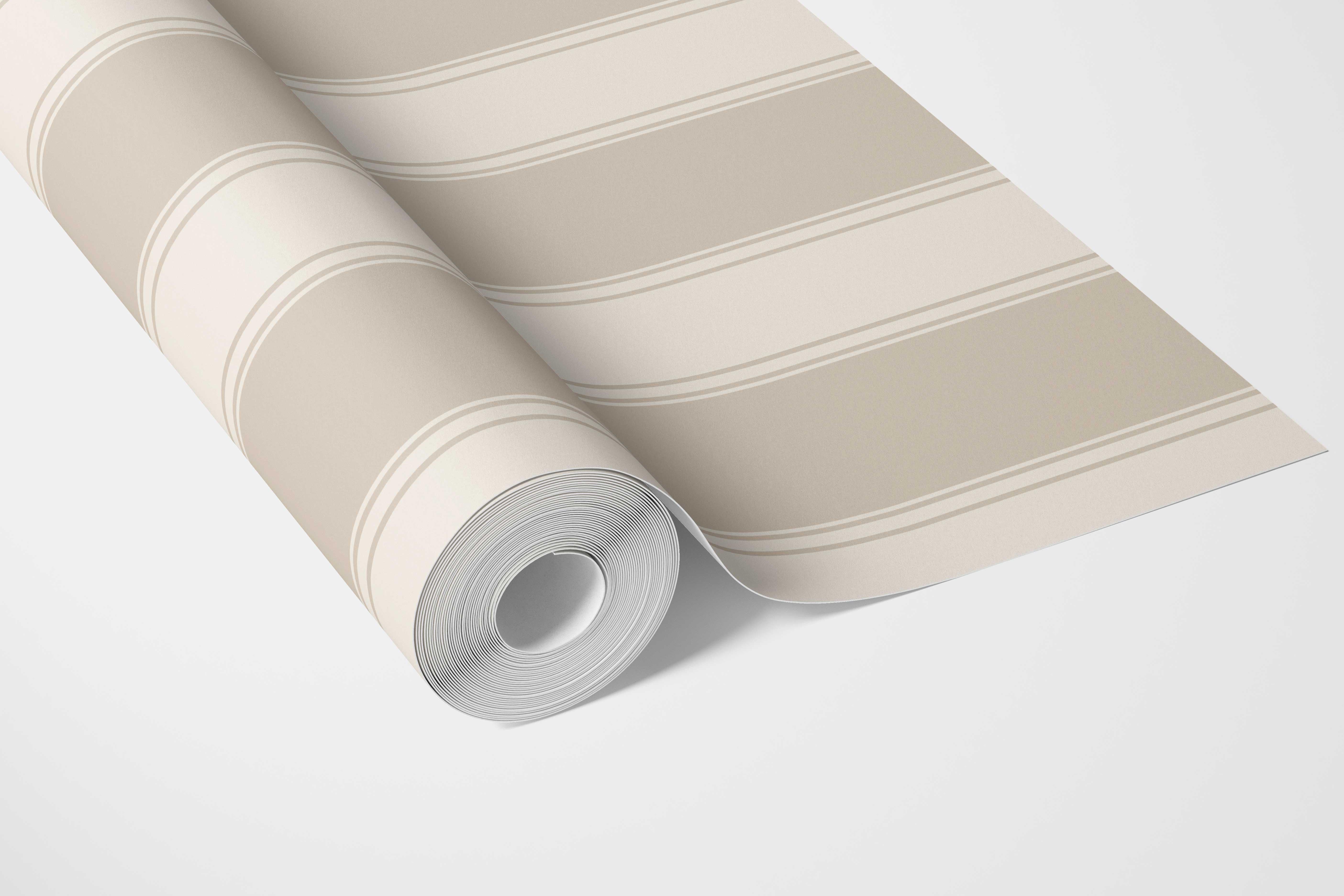 Neutral Geometric Striped Bathroom Wallpaper Sample (Beige/ Taupe)
