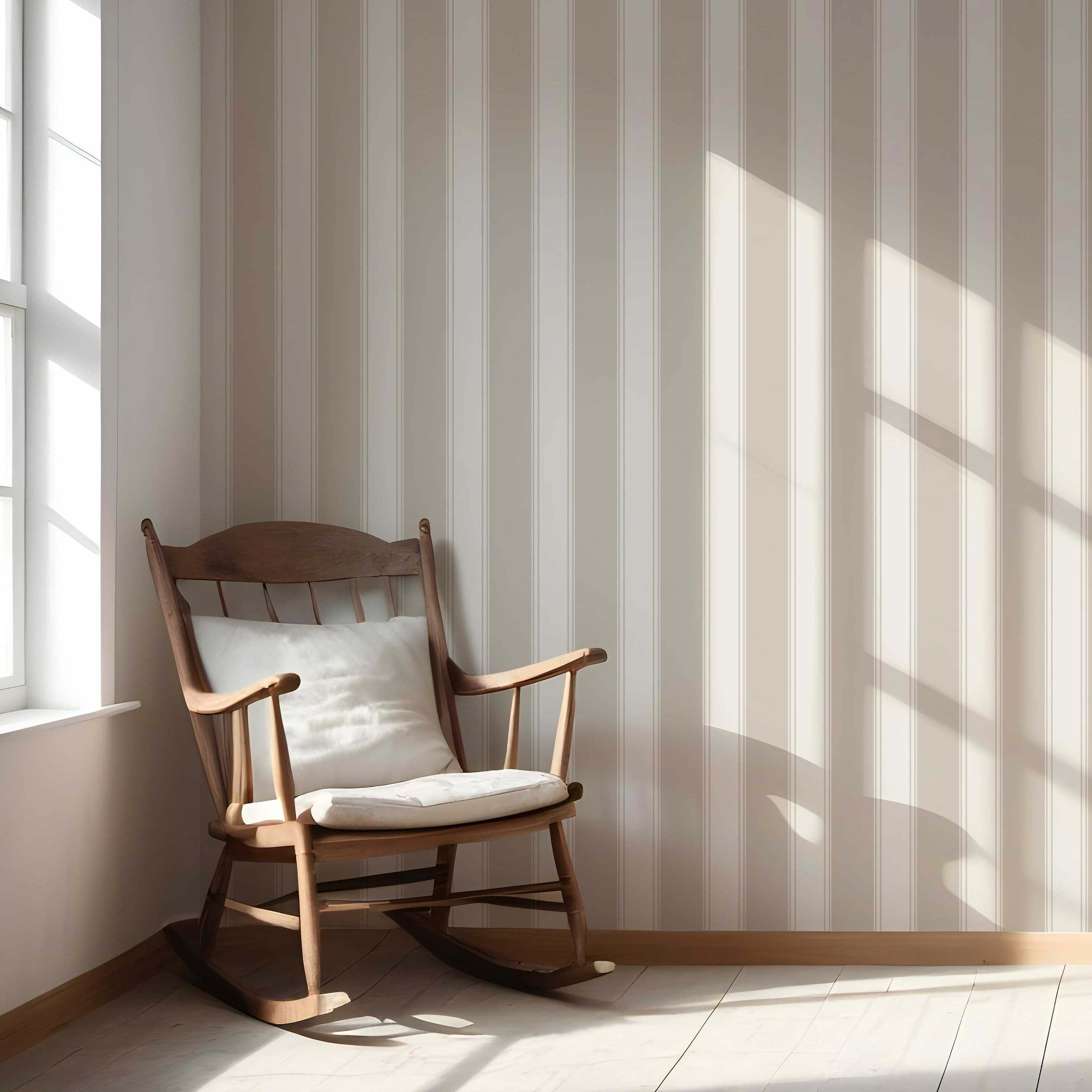 Neutral Geometric Striped Nursery Wallpaper (Greige/ Taupe/ Warm Gray)