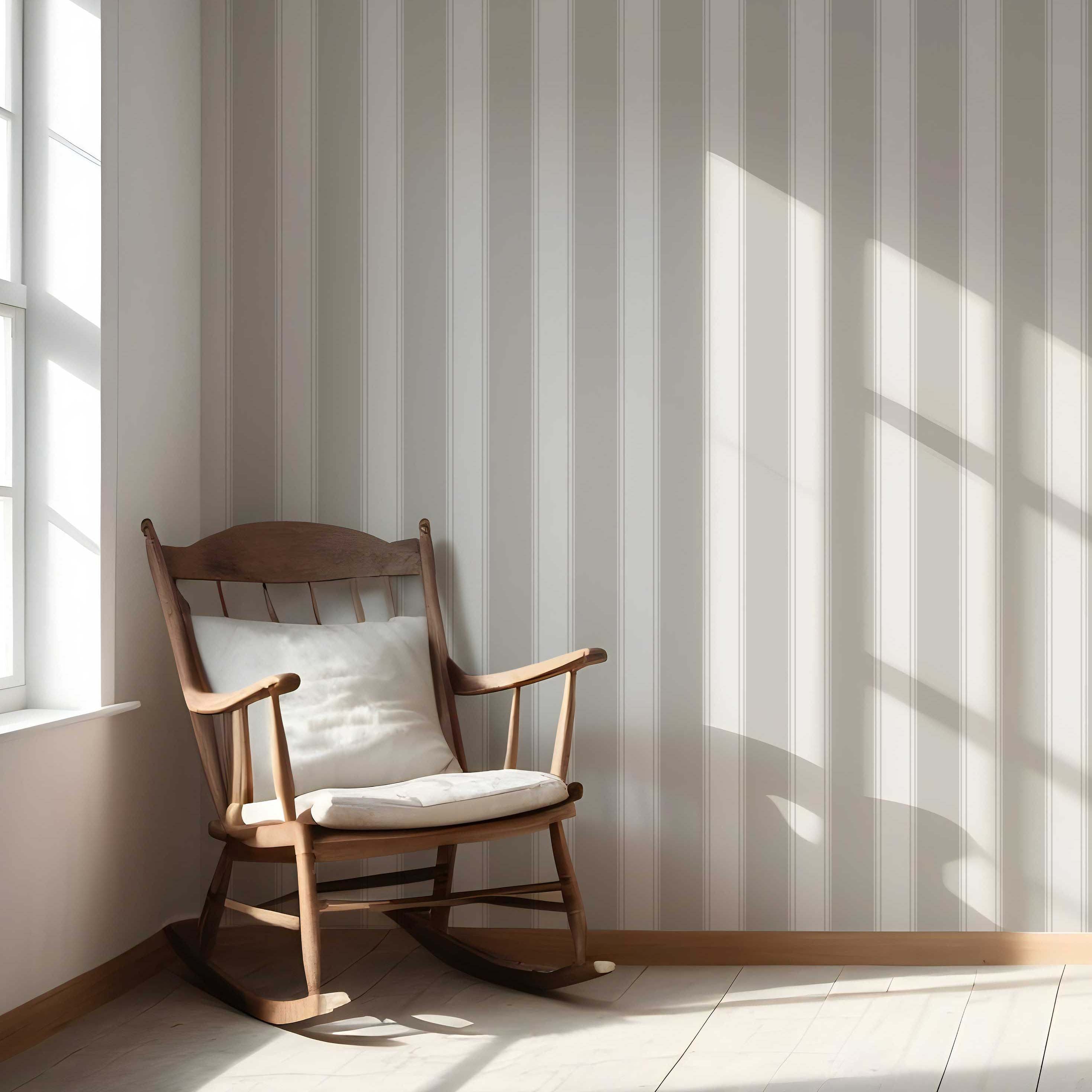 Neutral Geometric Striped Nursery Wallpaper Sample (Greige/ Warm Gray)