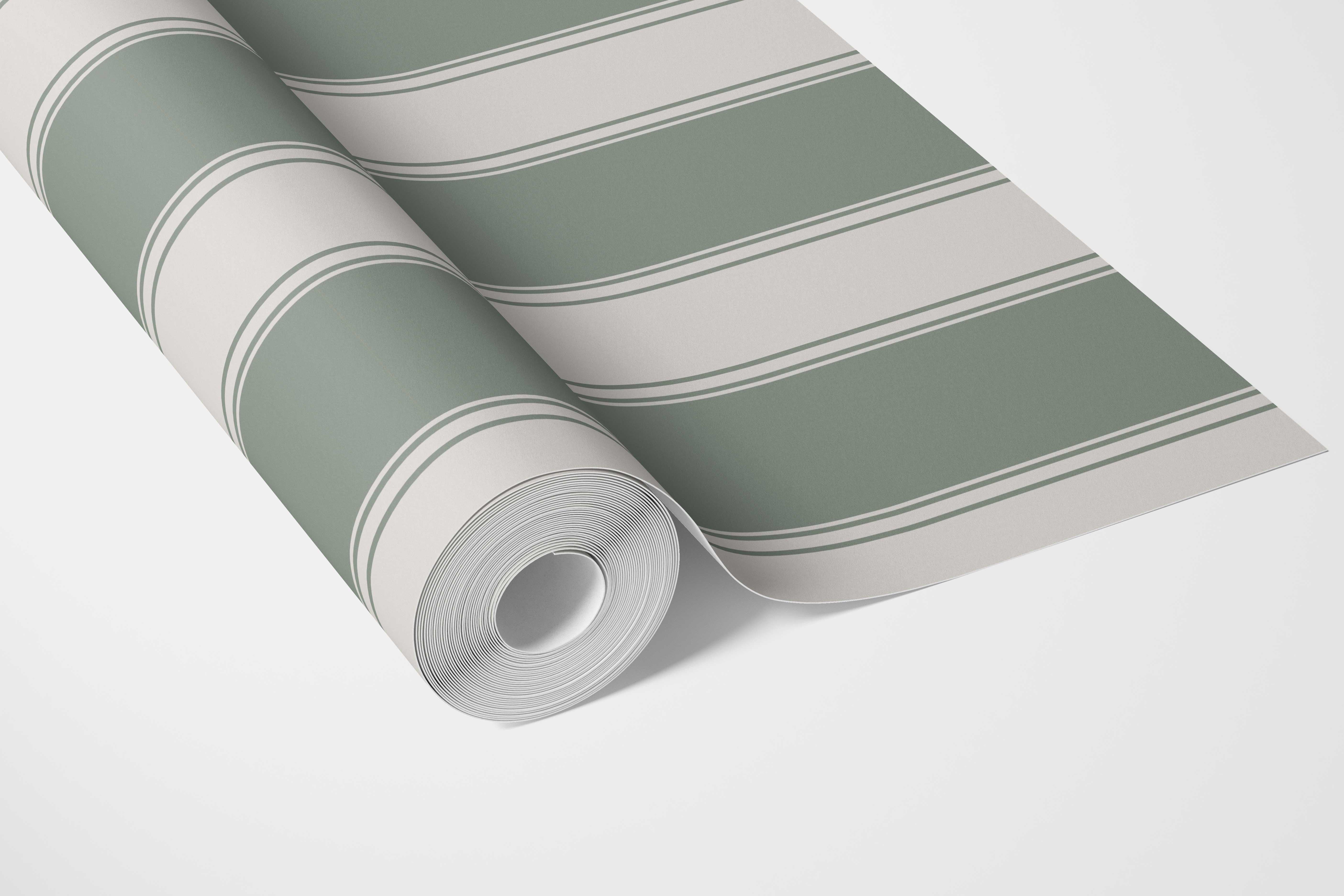 Geometric Striped Bathroom Wallpaper Sample (Sage Green)