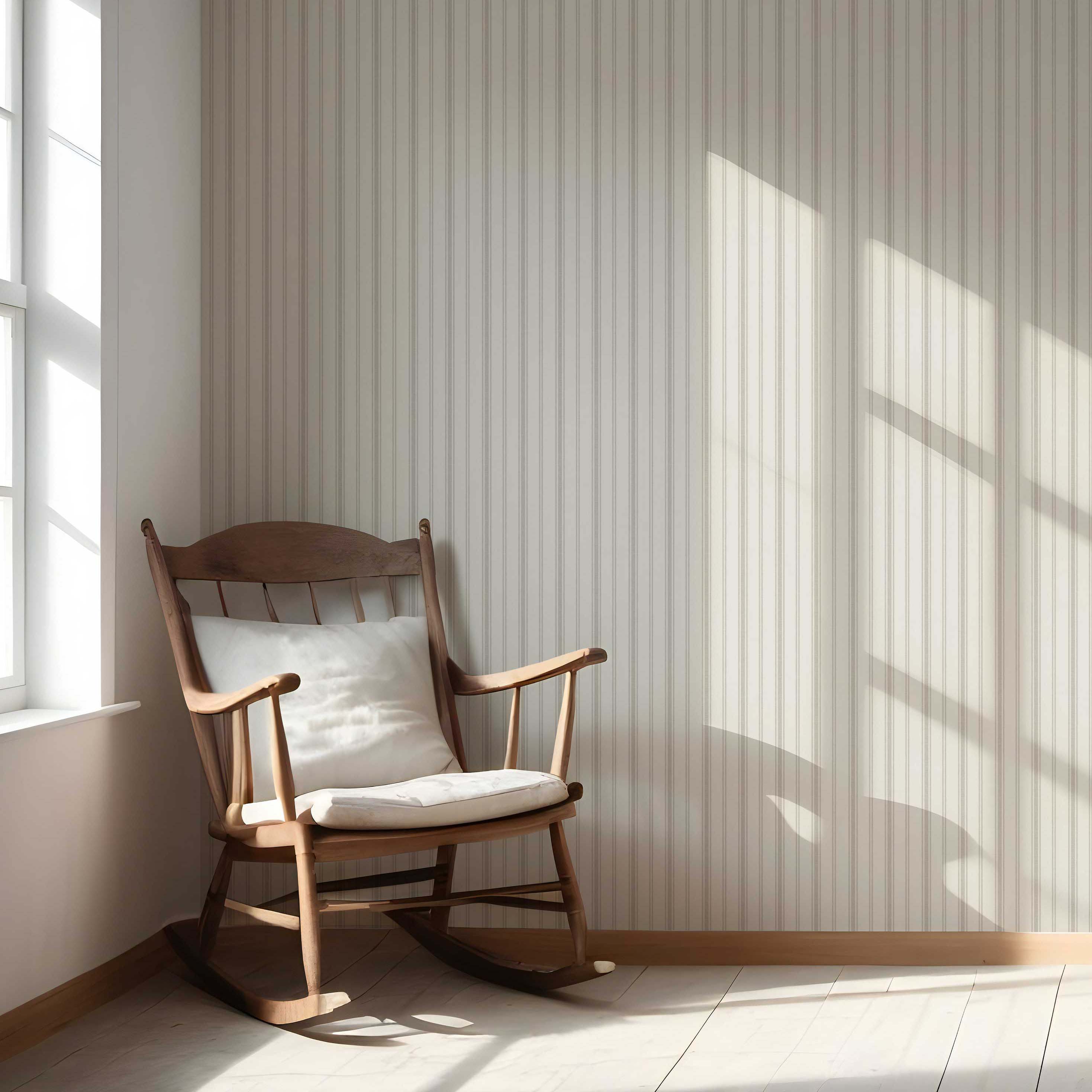 Neutral Geometric Striped Nursery Wallpaper Sample (Cream/ Beige/ Gray)