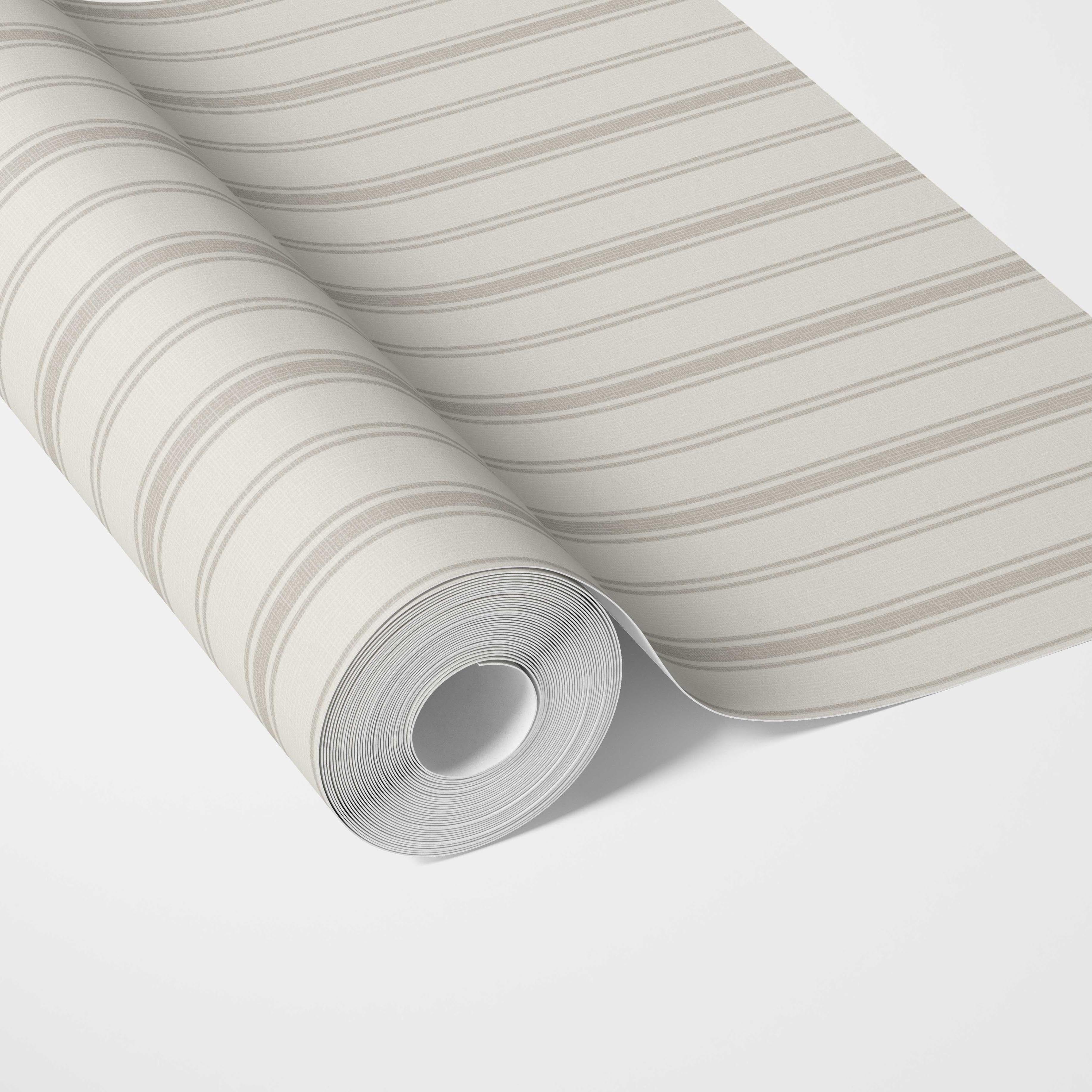 Neutral Geometric Striped Traditional Wallpaper (Cream/ Beige/ Gray)
