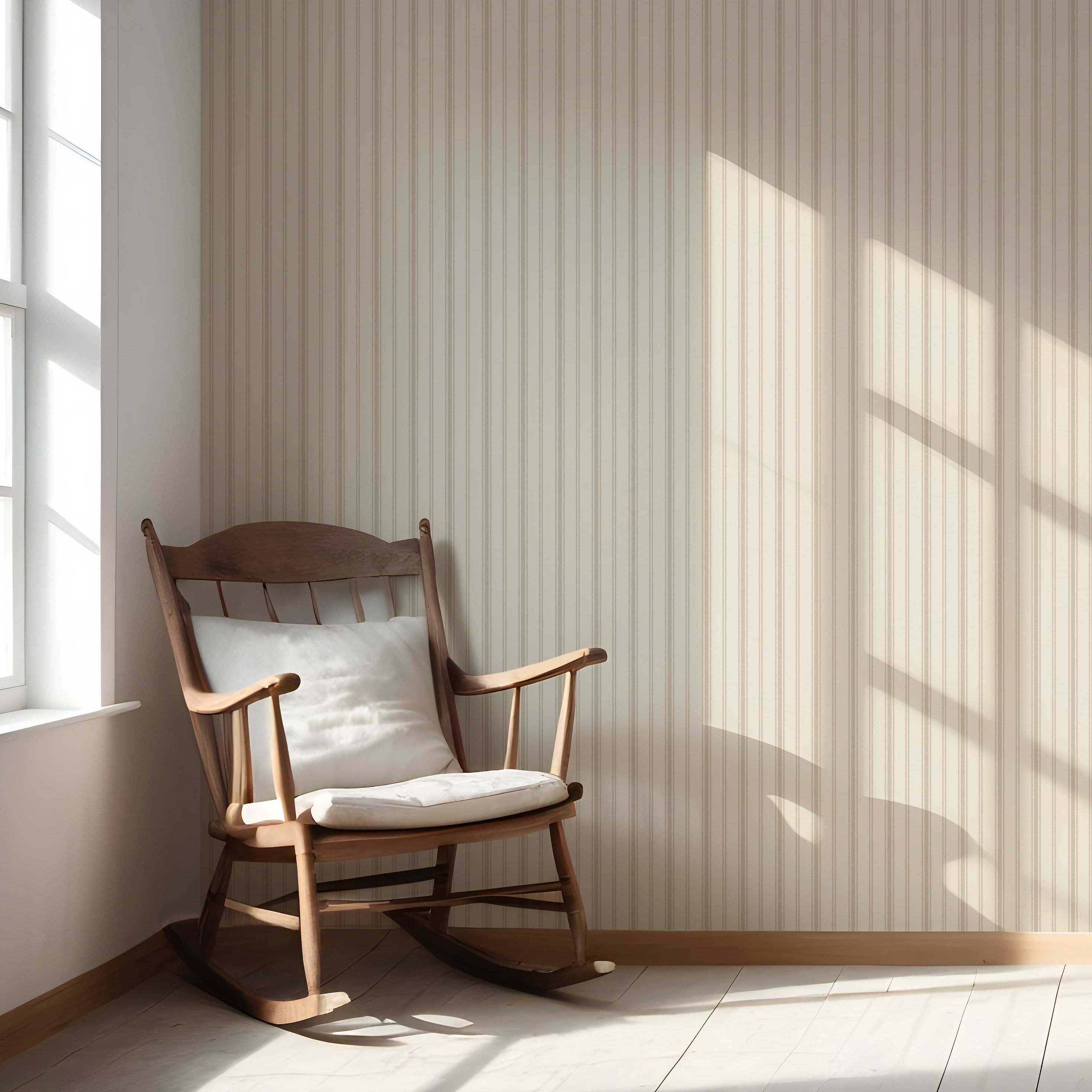 Neutral Geometric Striped Nursery Wallpaper (Beige/ Taupe)