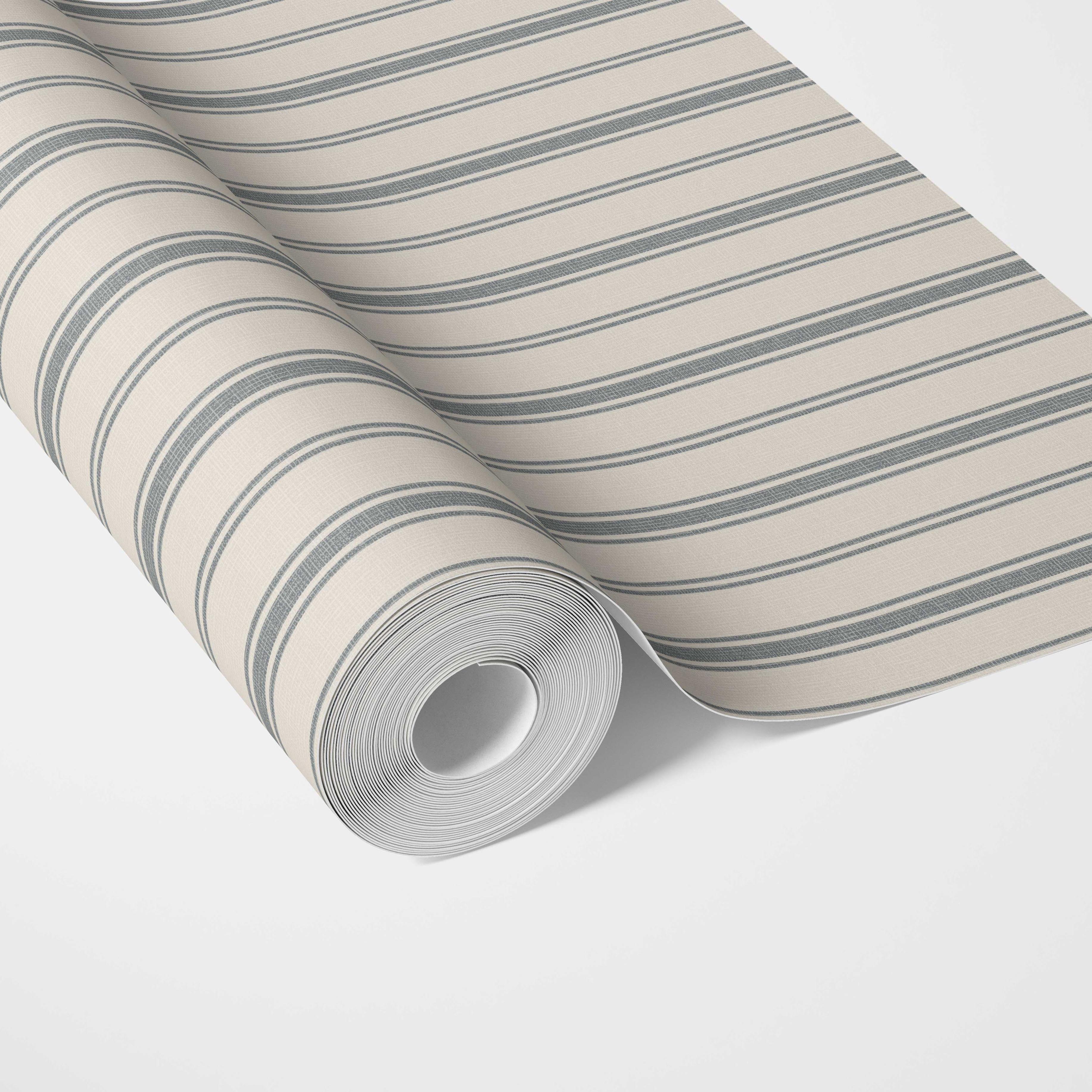 Neutral Geometric Striped Traditional Wallpaper Sample (Ash Gray/ Cream)