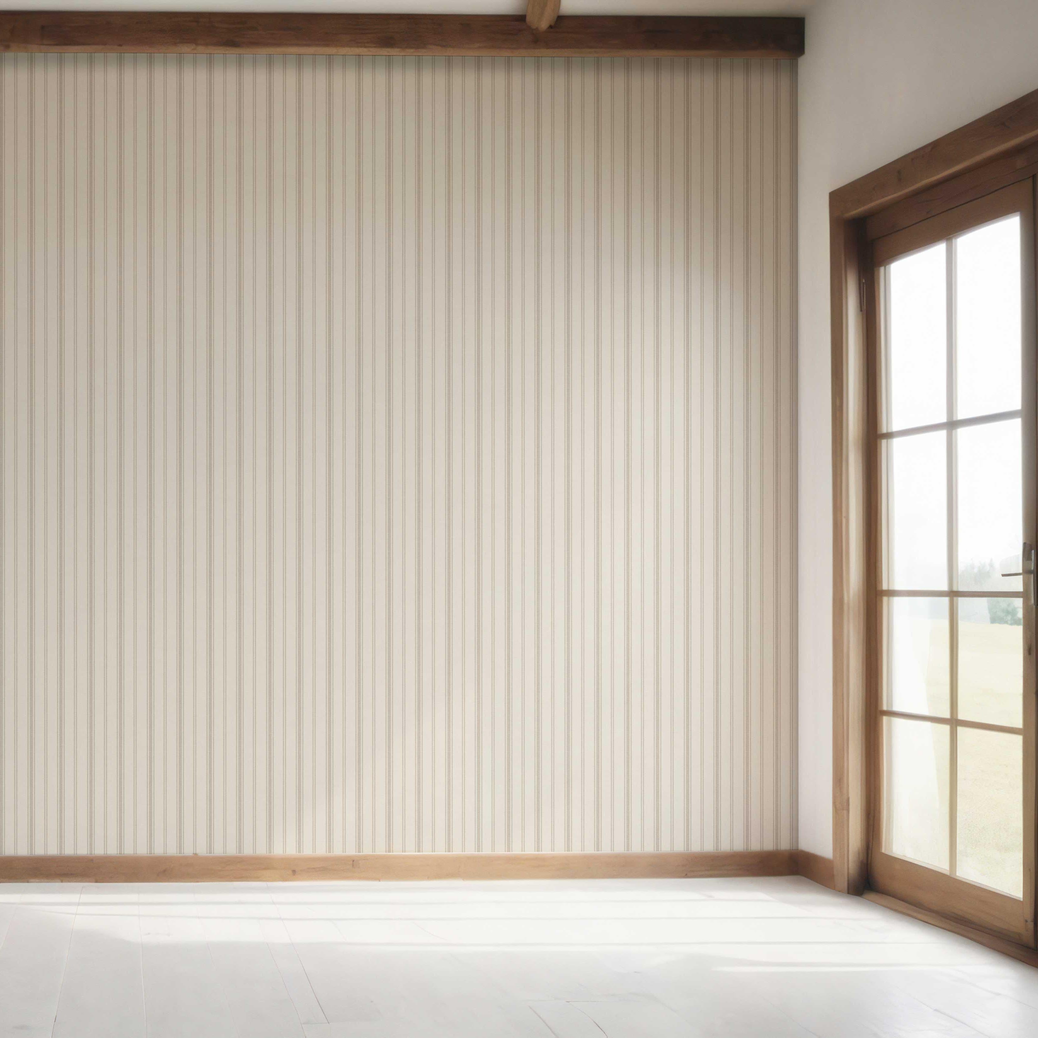 Neutral Geometric Striped Bedroom Wallpaper (Beige/ Greige/ Taupe)