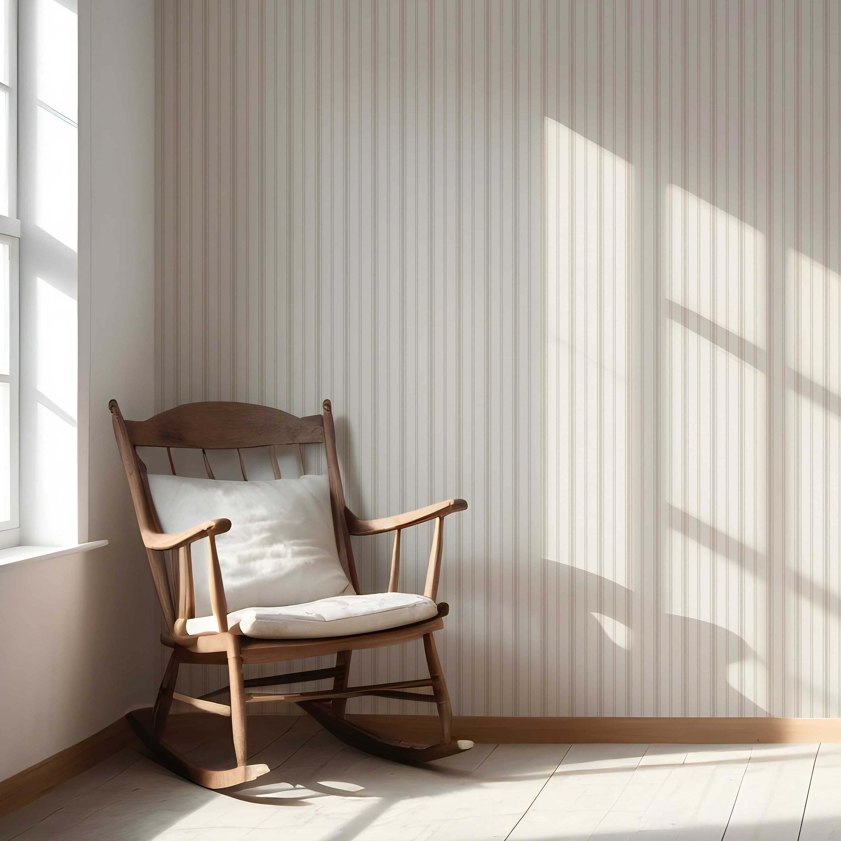 Neutral Geometric Striped Nursery Wallpaper (Greige/ Taupe Gray)