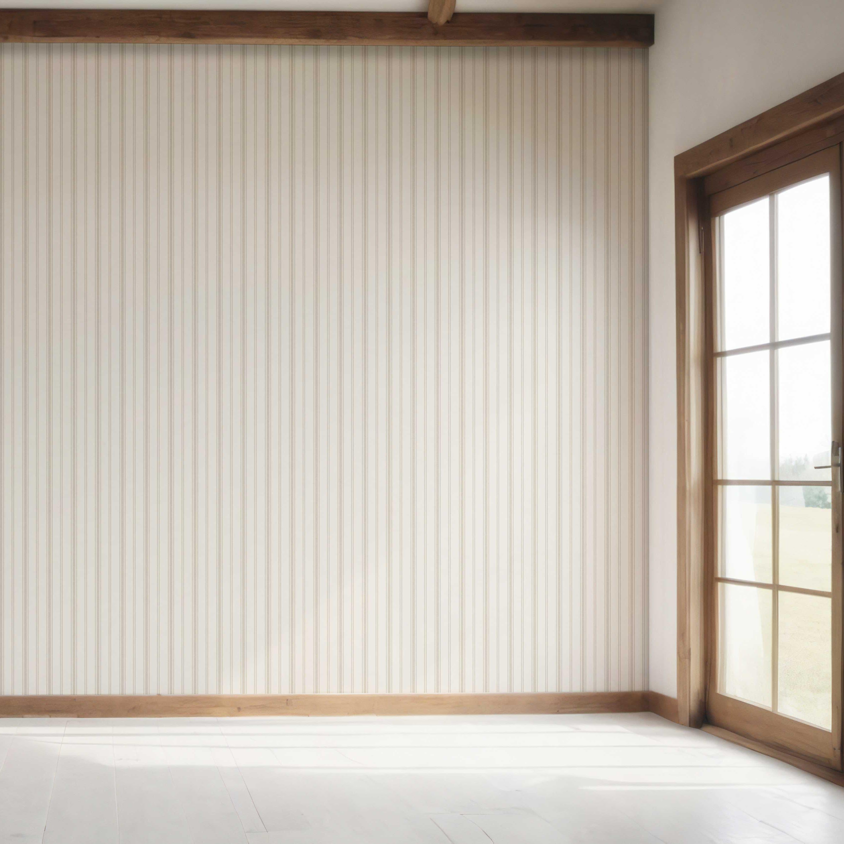 Neutral Geometric Striped Bedroom Wallpaper Sample (Greige/ Taupe Gray)