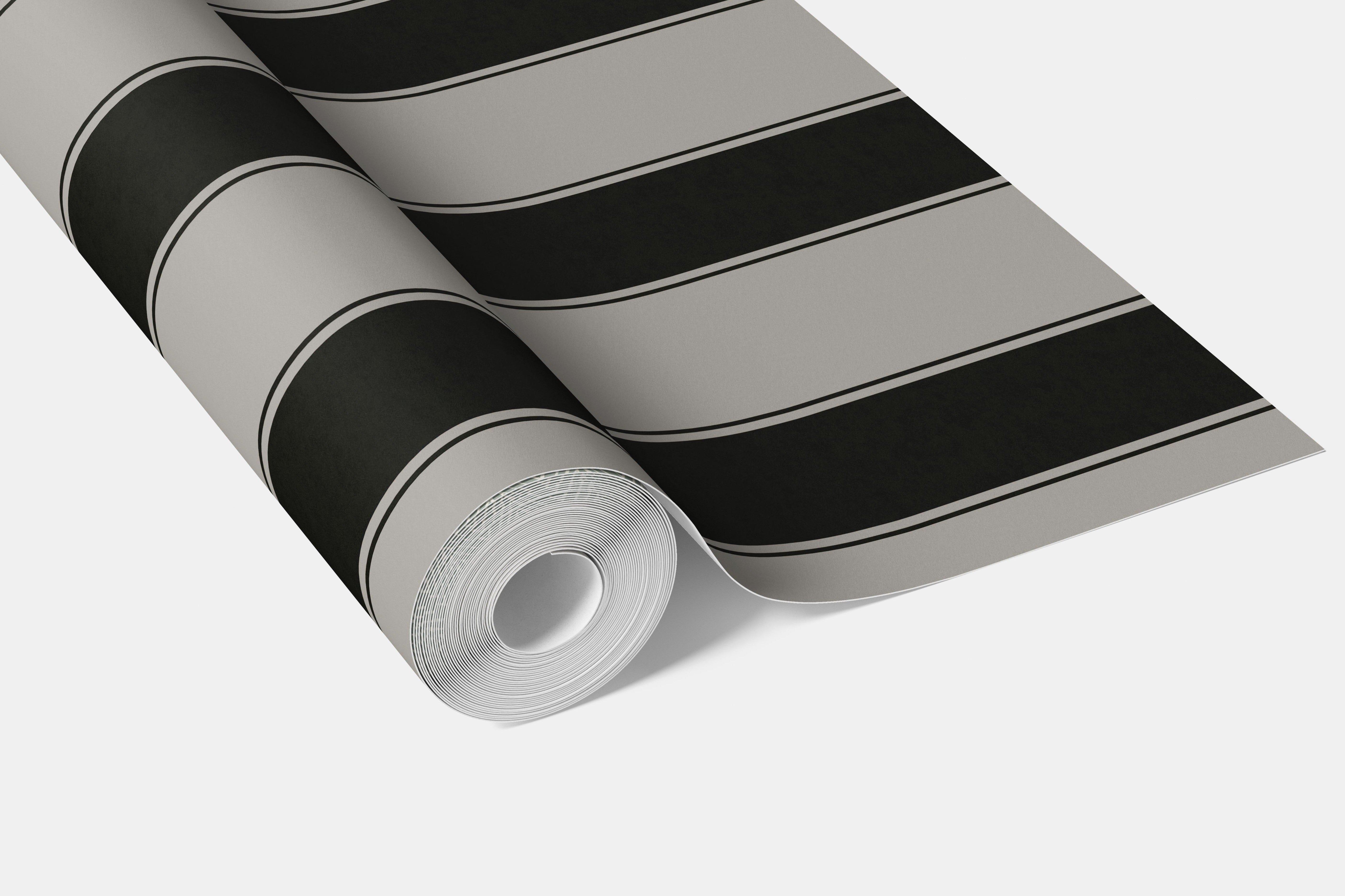 Neutral-Toned Scandi-Inspired Striped Bathroom Wallpaper Sample (Gray/ Black)