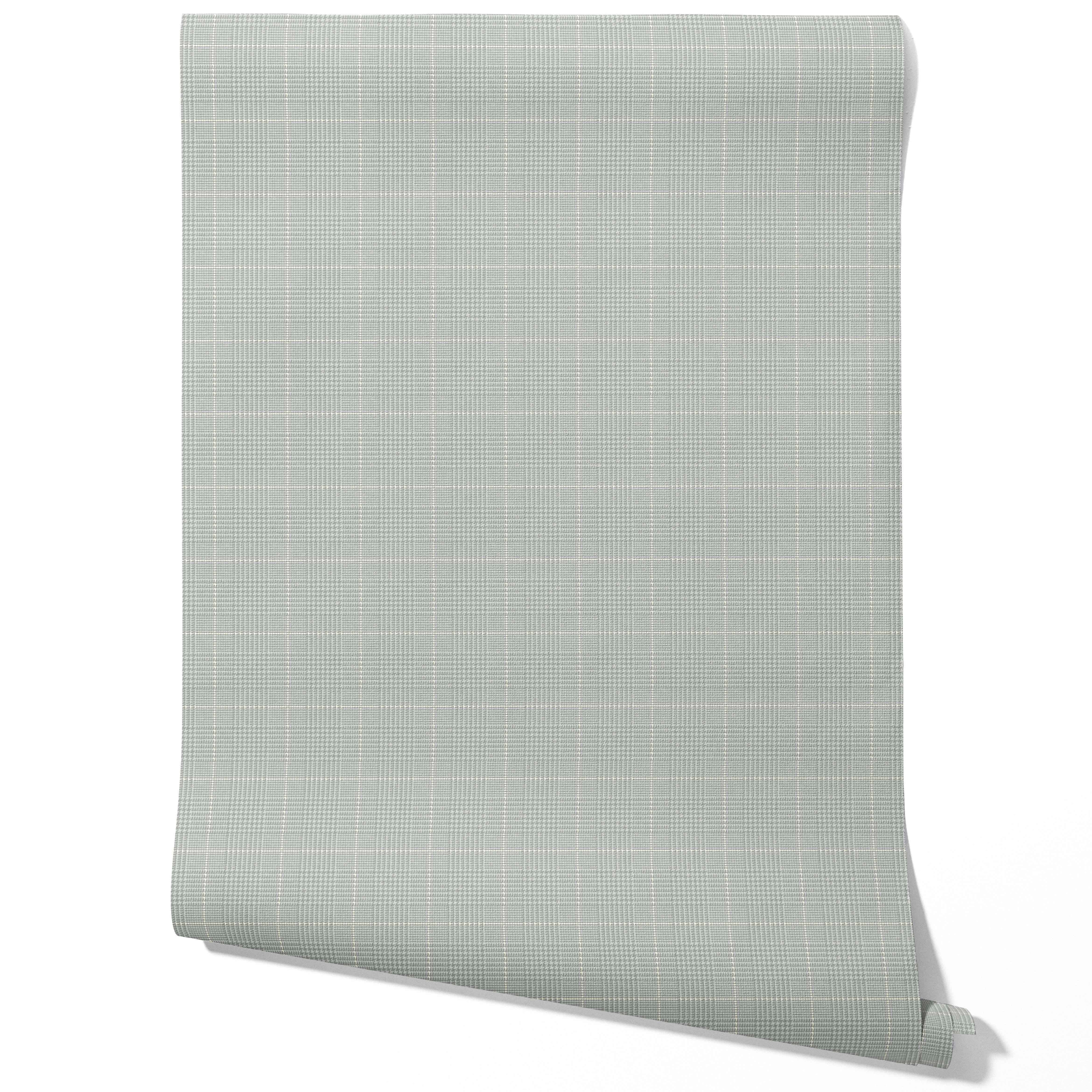 Neutral Textured Check/ Geometric Bathroom Wallpaper Sample (Sage Grey)
