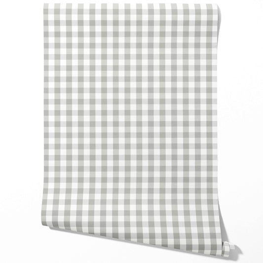 Geometric Gingham Traditional Wallpaper Sample (Gray)
