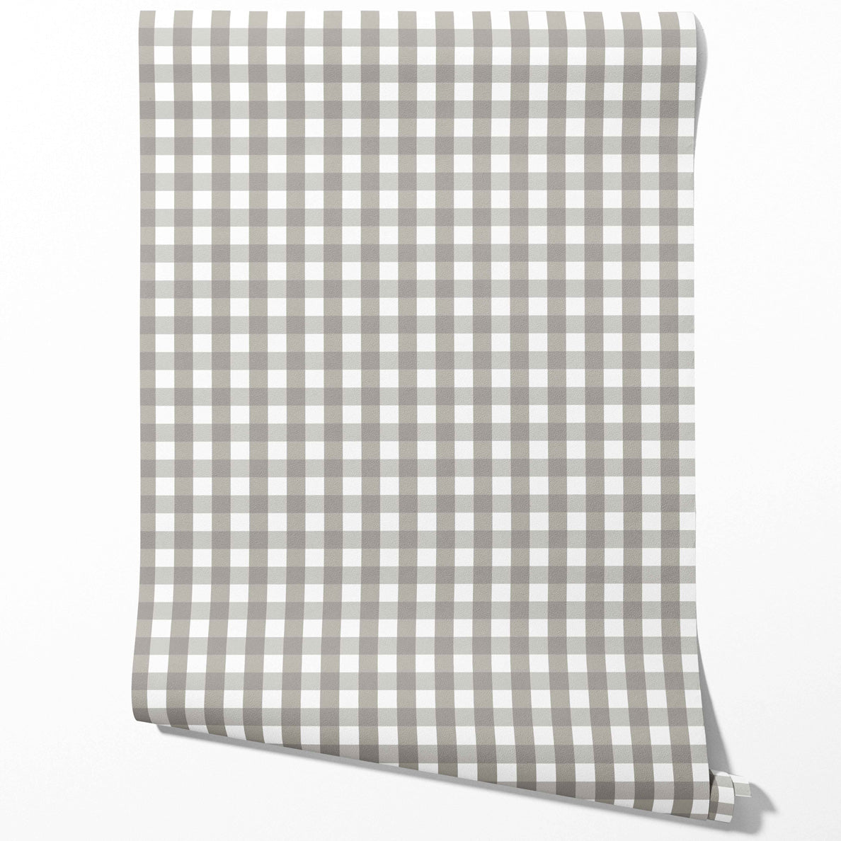 Neutral Geometric Gingham Traditional Wallpaper Sample (Stone Gray)