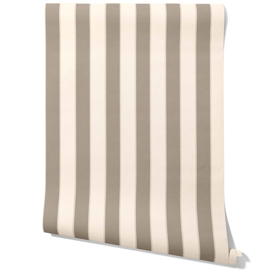 Neutral Geometric Striped Traditional Wallpaper Sample (Cream/ Taupe Gray/ Brown)