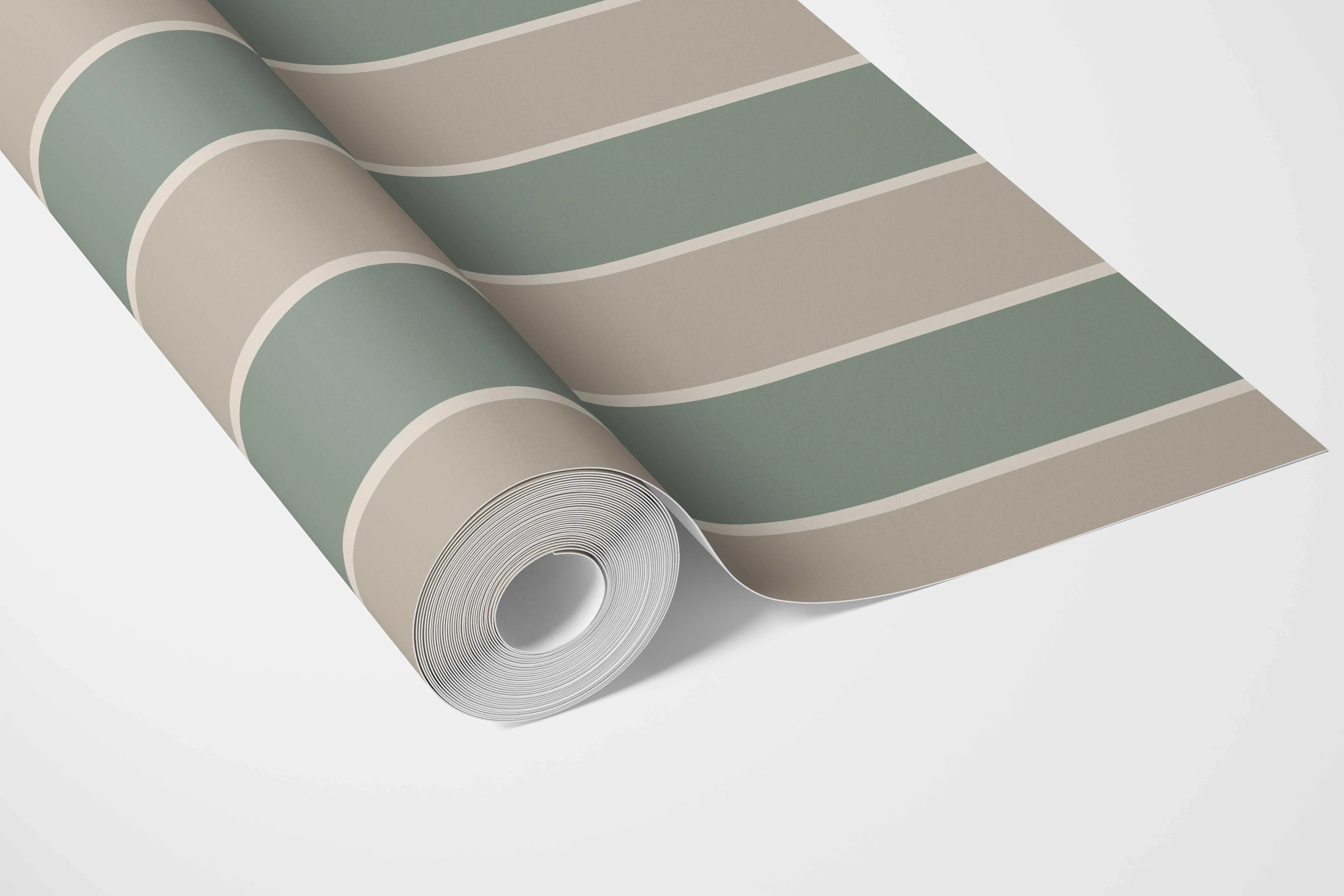 Geometric Striped Nursery Wallpaper (Green / Beige)