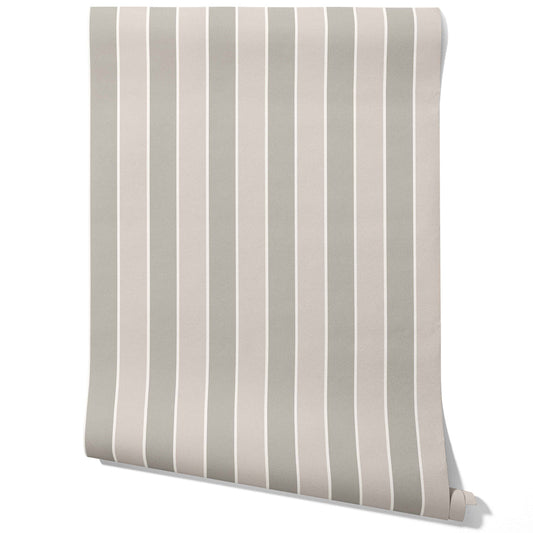 Neutral Geometric Striped Traditional Wallpaper Sample (Gray/ Beige/ Taupe)