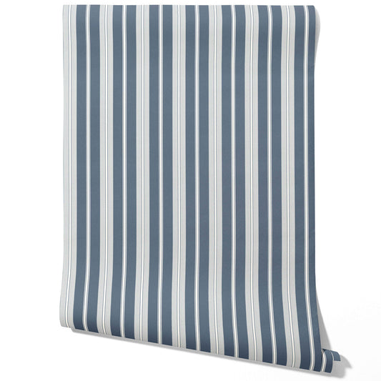Geometric Striped Traditional Wallpaper Sample (Slate Gray/ Blue)