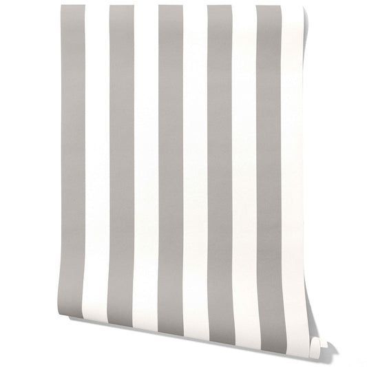Neutral Geometric Striped Traditional Wallpaper Sample (Gray/ White)