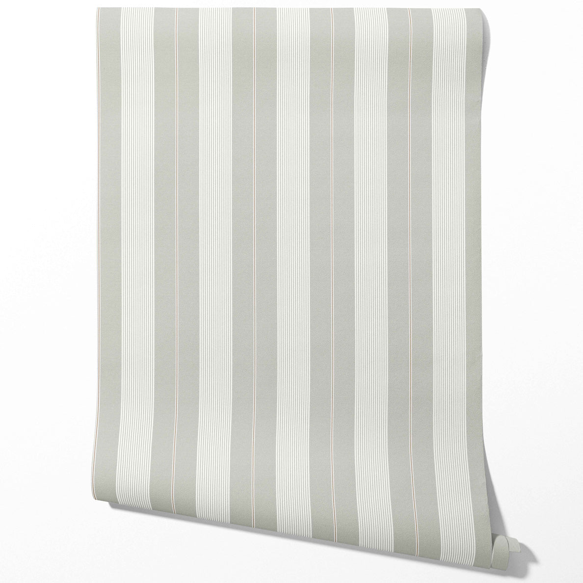 Neutral Geometric Striped Traditional Wallpaper Sample (Gray-Green)