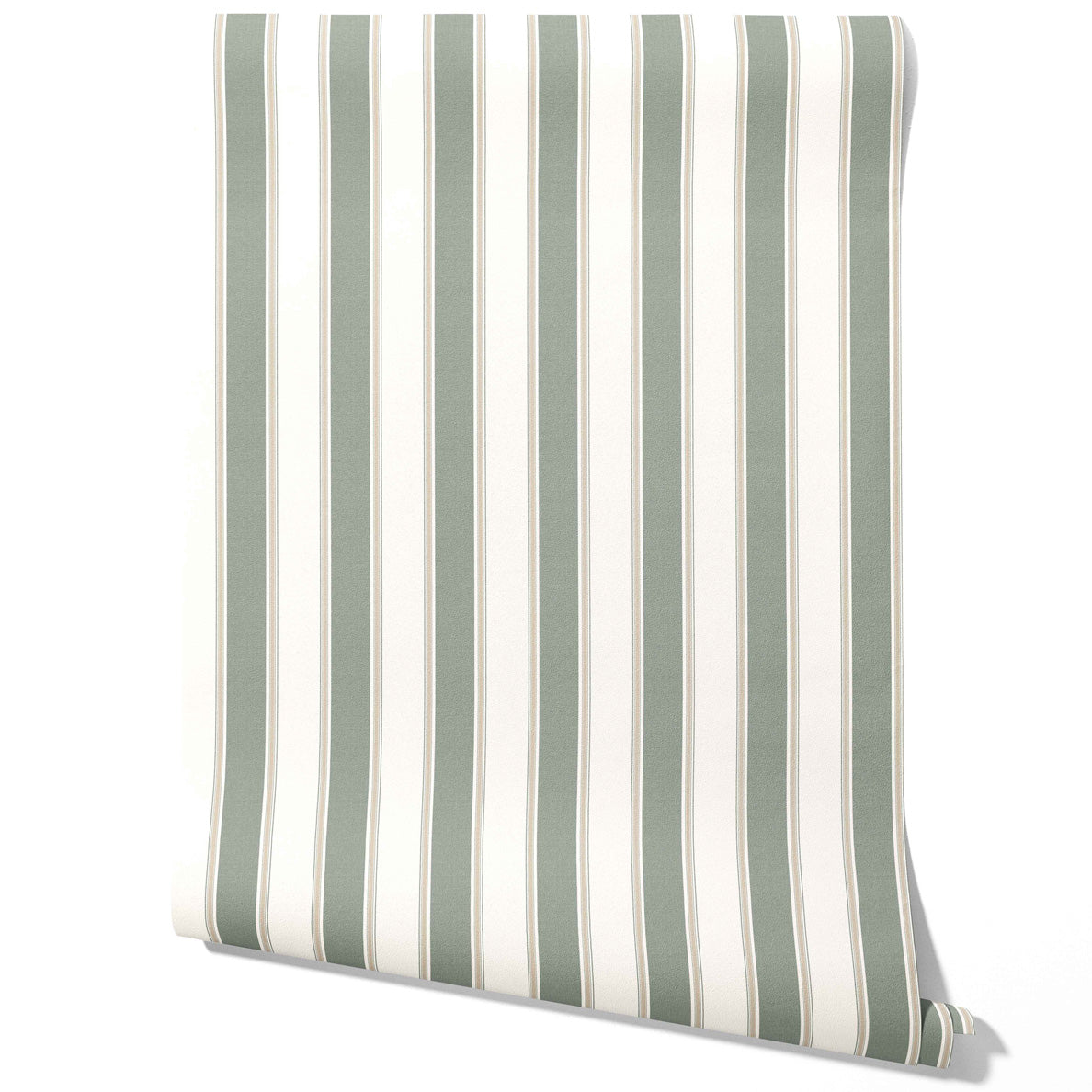 Geometric Striped Traditional Wallpaper Sample (Gray-Green)