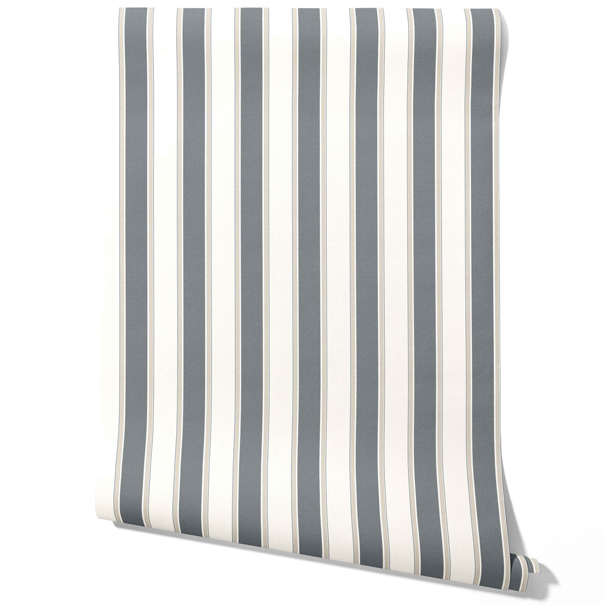 Neutral Geometric Striped Traditional Wallpaper Sample (Slate Blue/ Gray)