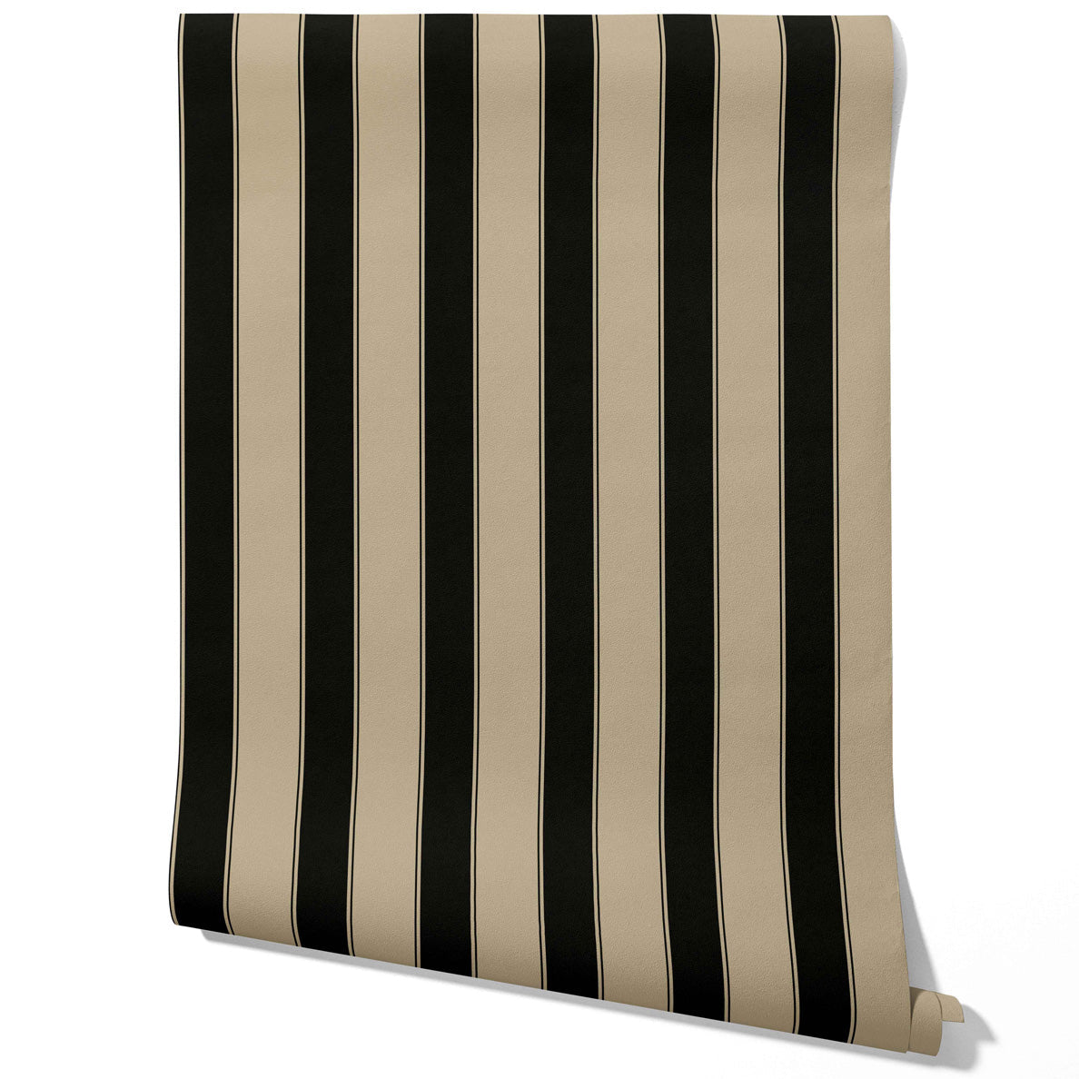 Neutral-Toned Scandi-Inspired Striped Traditional Wallpaper Sample (Black/ Brown/ Beige)