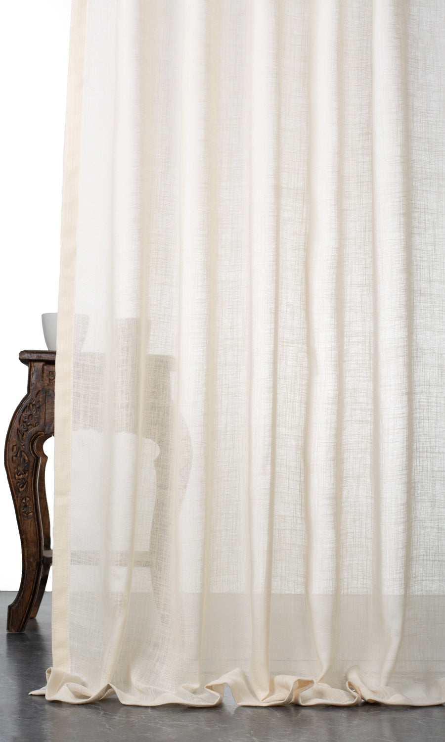 Plain Sheer Home Décor Fabric By the Yard (Ivory/ Pale Beige)