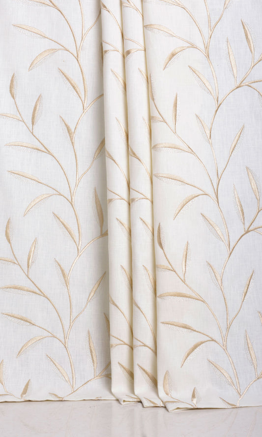 Floral Embroidery Drapes (White/ Cream)
