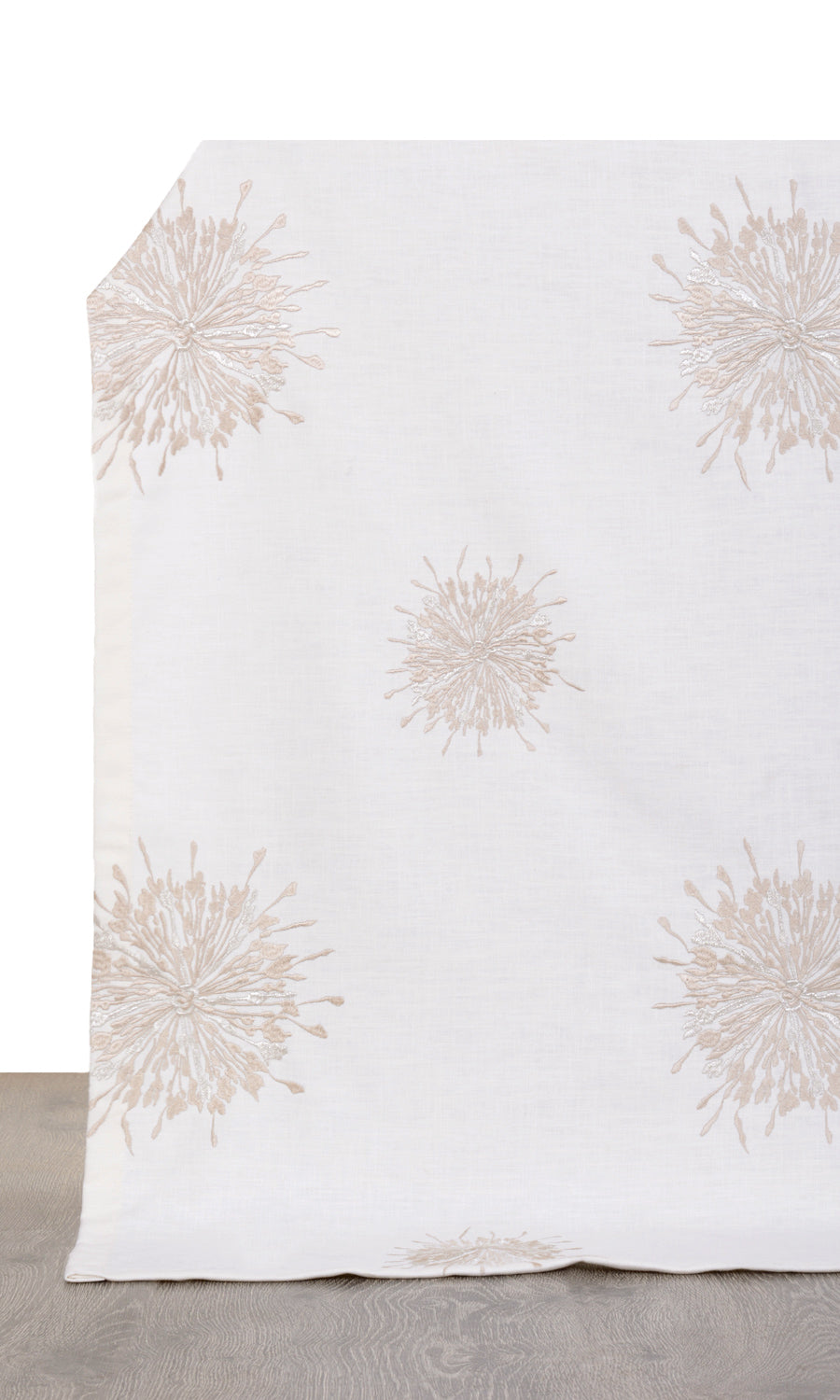 Sunburst Embroidered Home Textile Fabric Material By the Yard (White & Pale Beige)