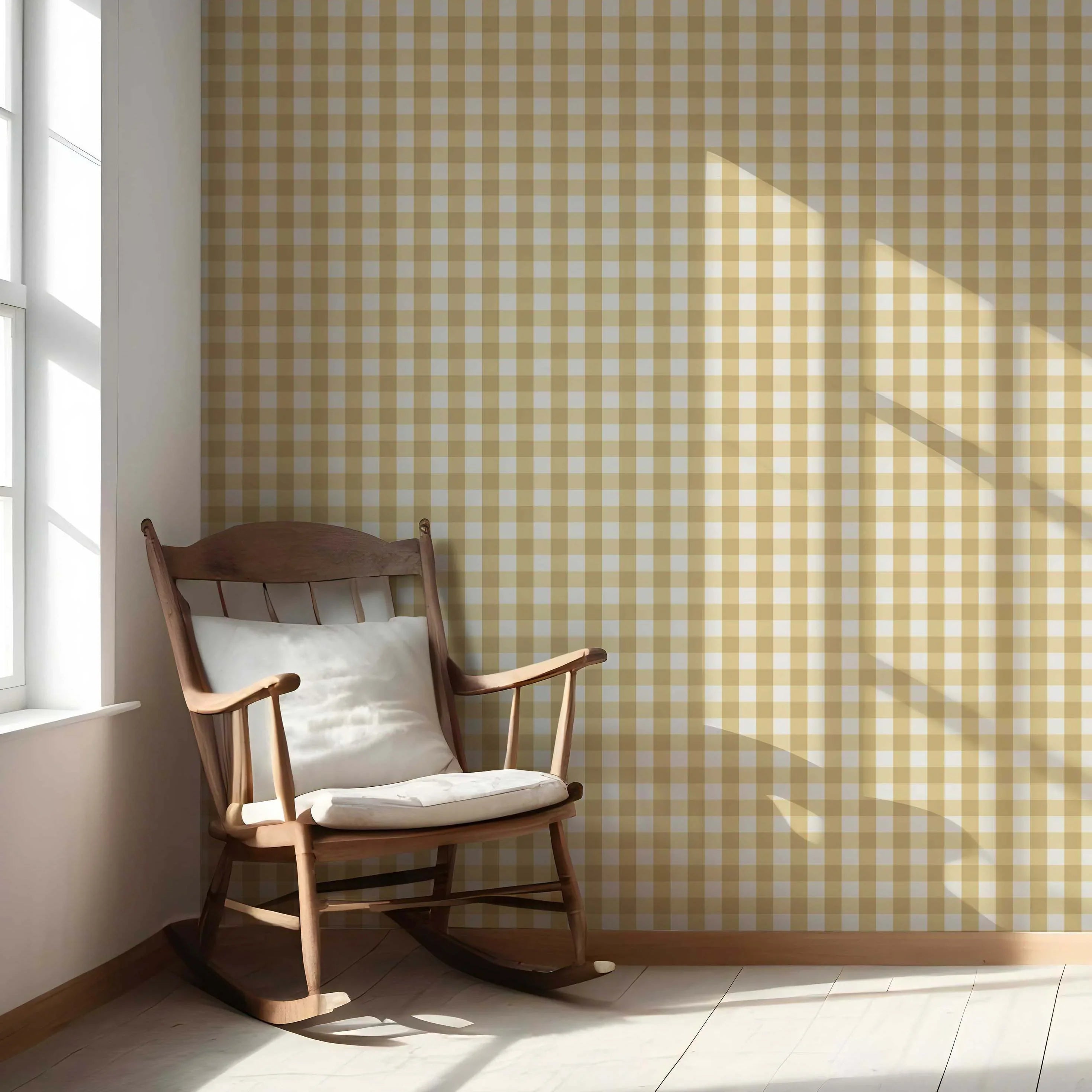Geometric Gingham Nursery Wallpaper Sample (Yellow)