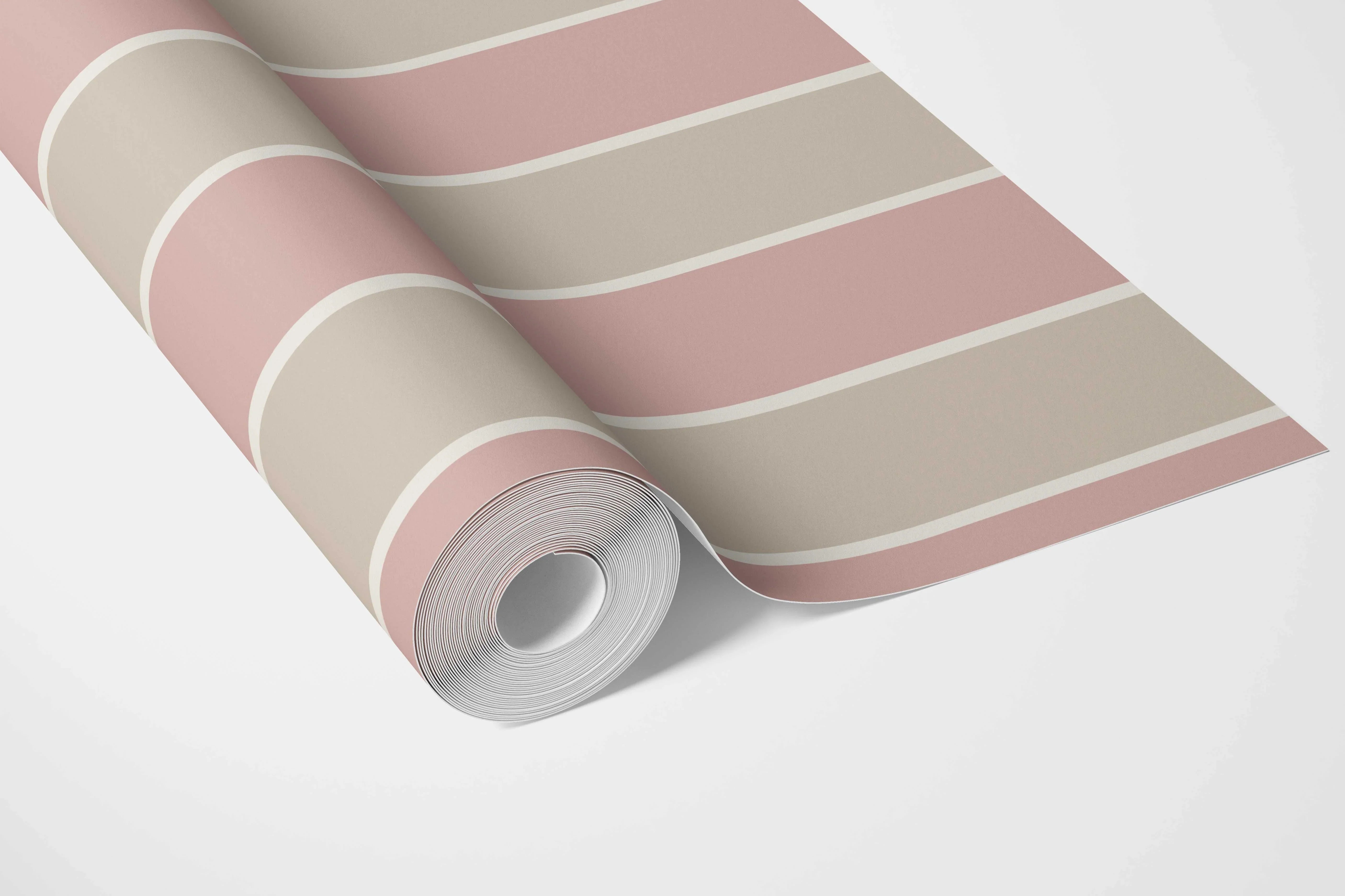 Geometric Striped Nursery Wallpaper Sample (Dusty Pink/ Taupe)