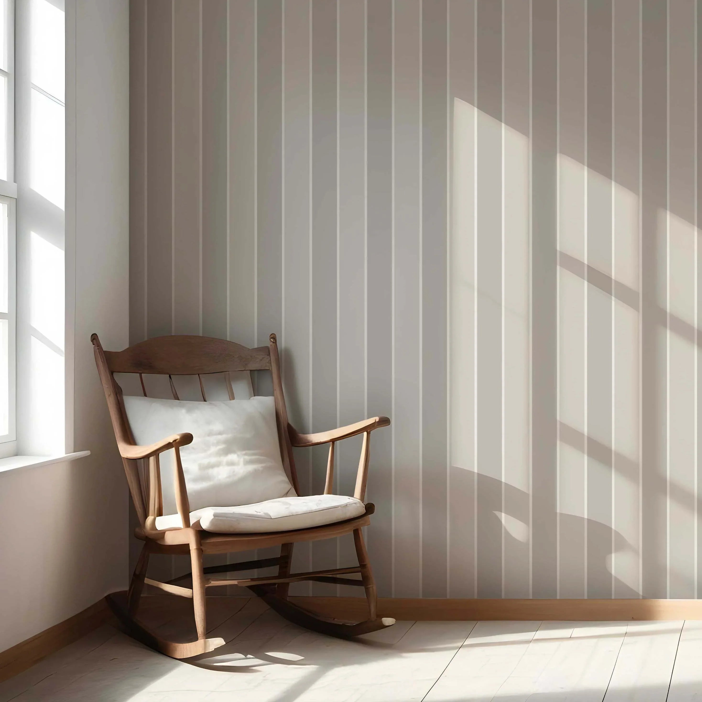 Neutral Geometric Striped Living Room Wallpaper Sample (Beige/ Greige/ Taupe)