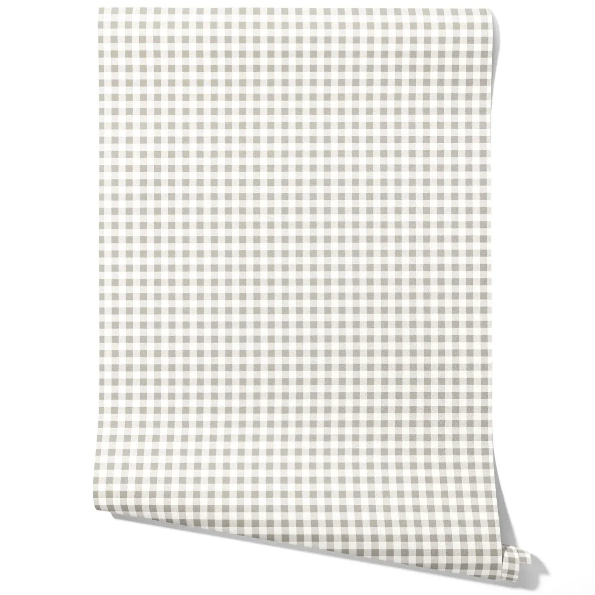 Neutral Gingham Checkered Traditional Wallpaper Sample (Grey)