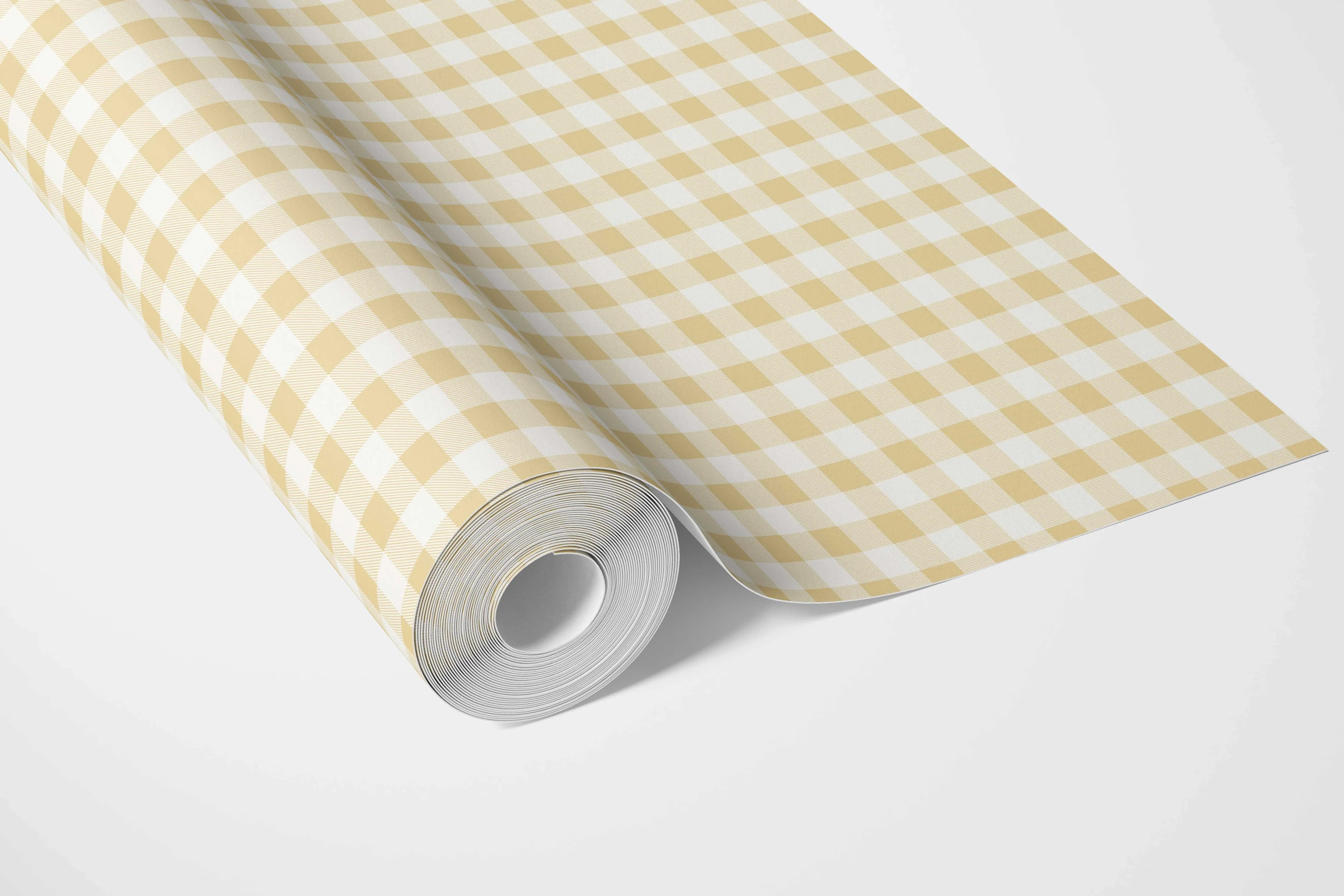Gingham Checkered Bathroom Wallpaper Sample (Yellow)