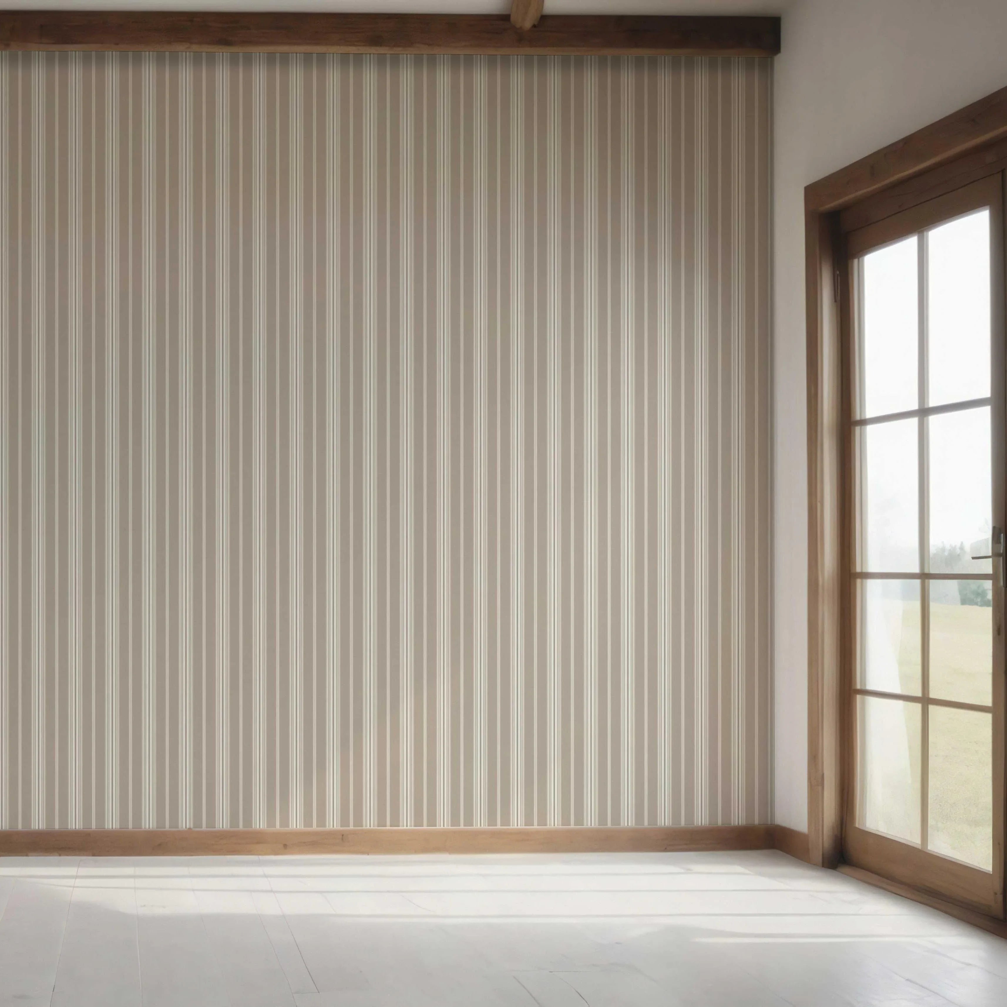 Neutral Geometric Striped Bedroom Wallpaper Sample (Brown/ Beige/ Warm Grey)