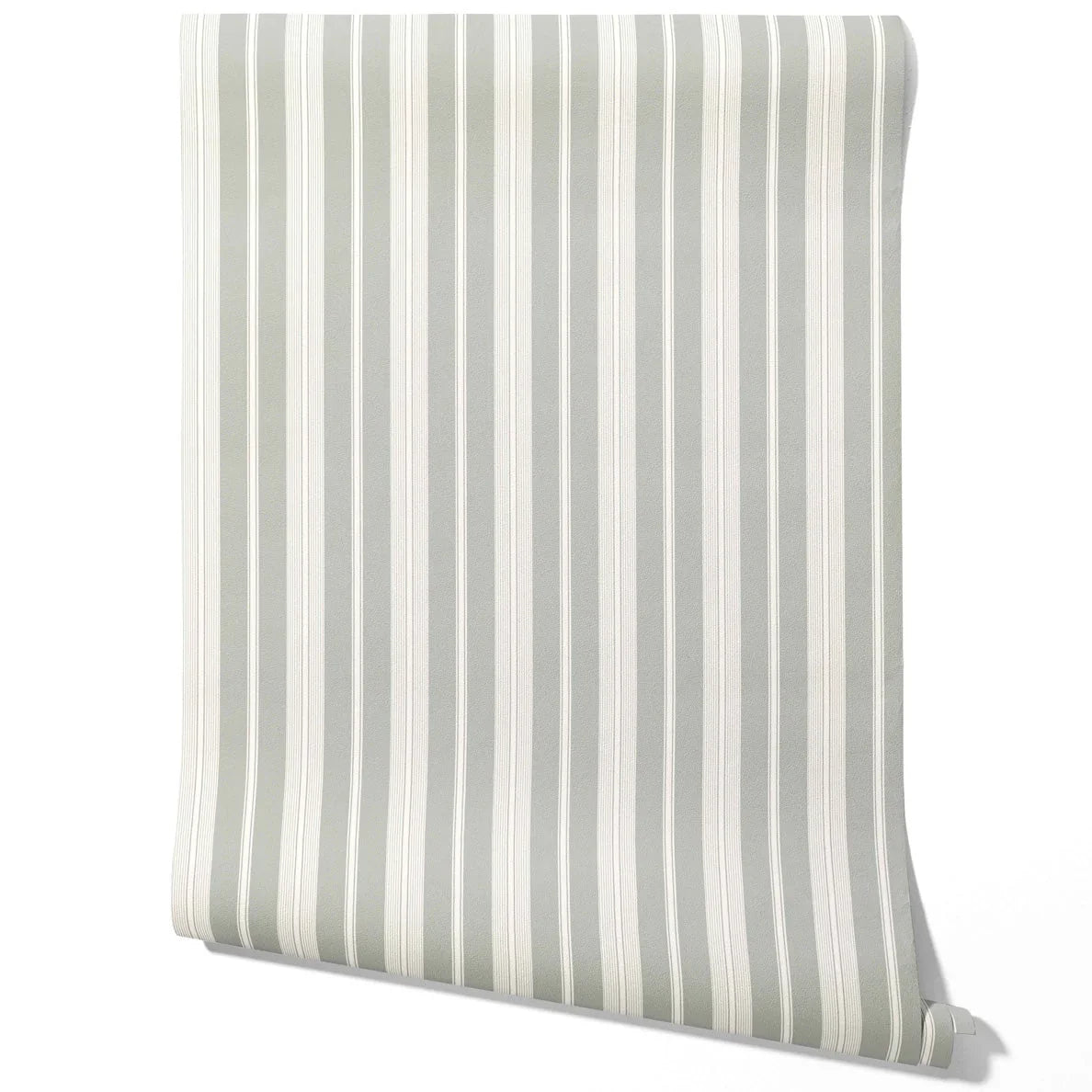 Neutral Geometric Striped Traditional Wallpaper Sample (Sage Grey)