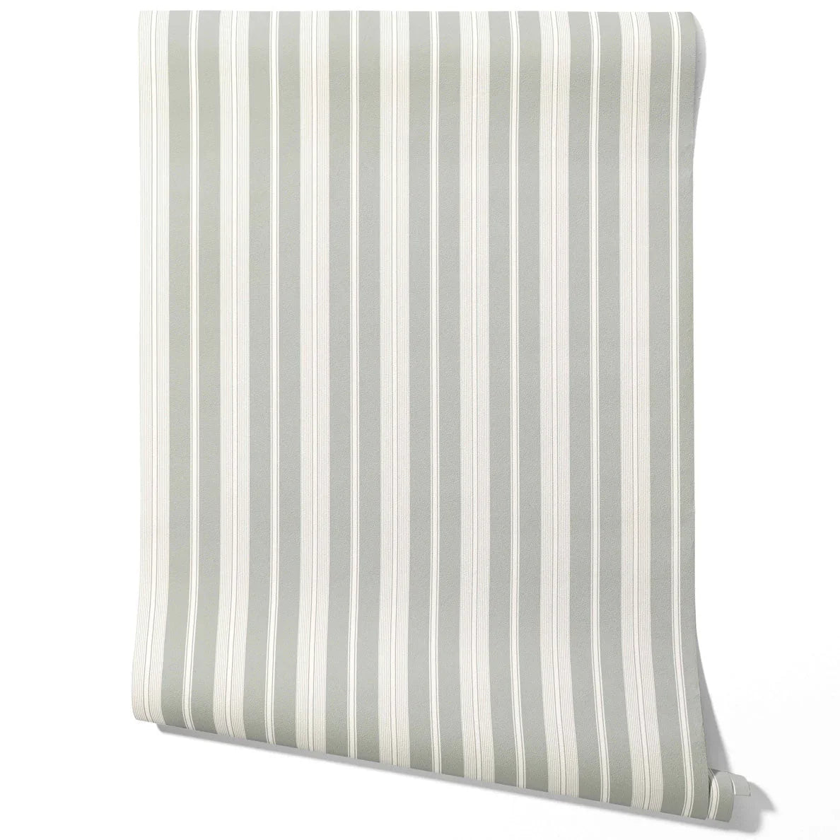 Neutral Geometric Striped Traditional Wallpaper (Sage Grey)