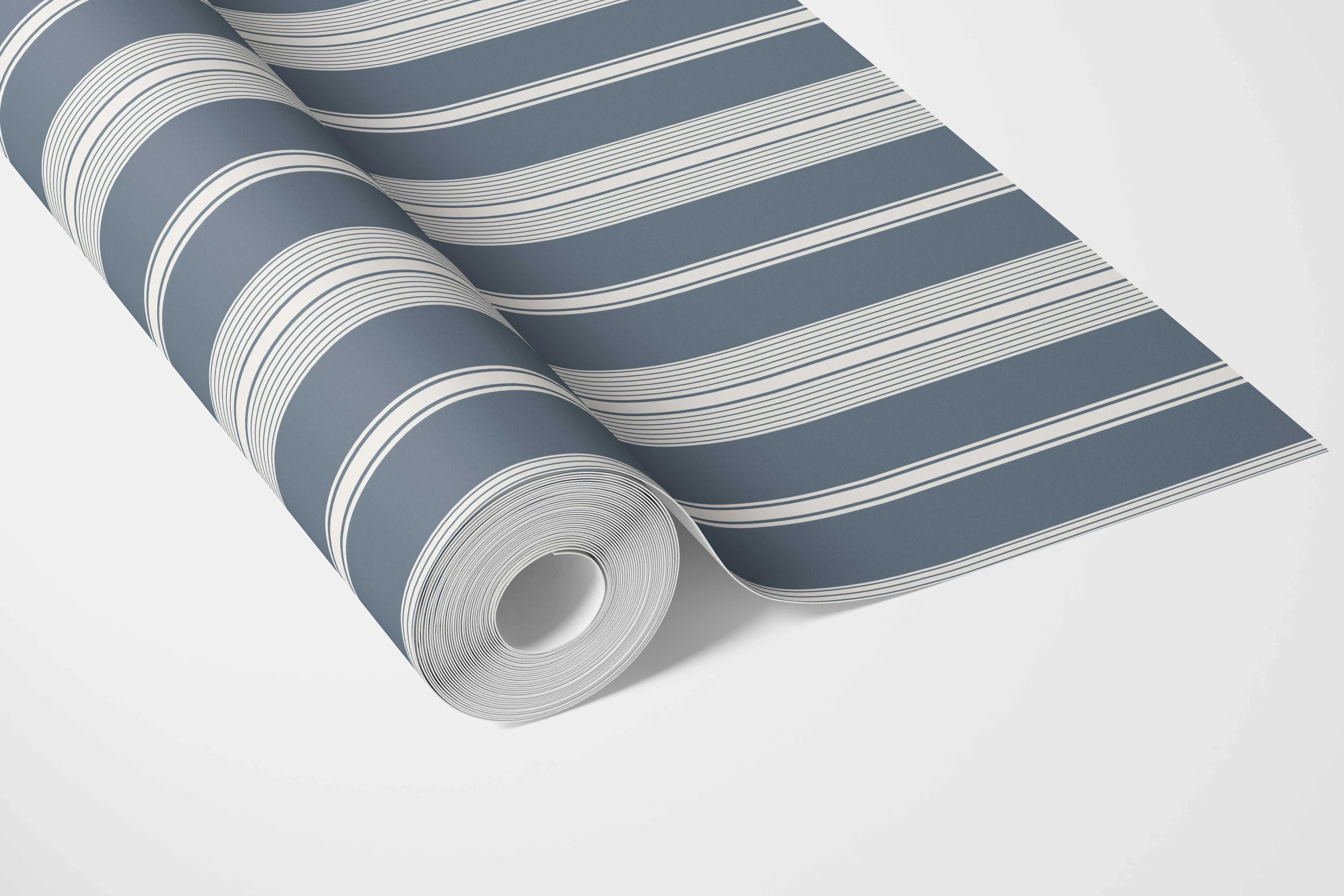 Geometric Striped Nursery Wallpaper Sample (Slate Grey/ Blue)