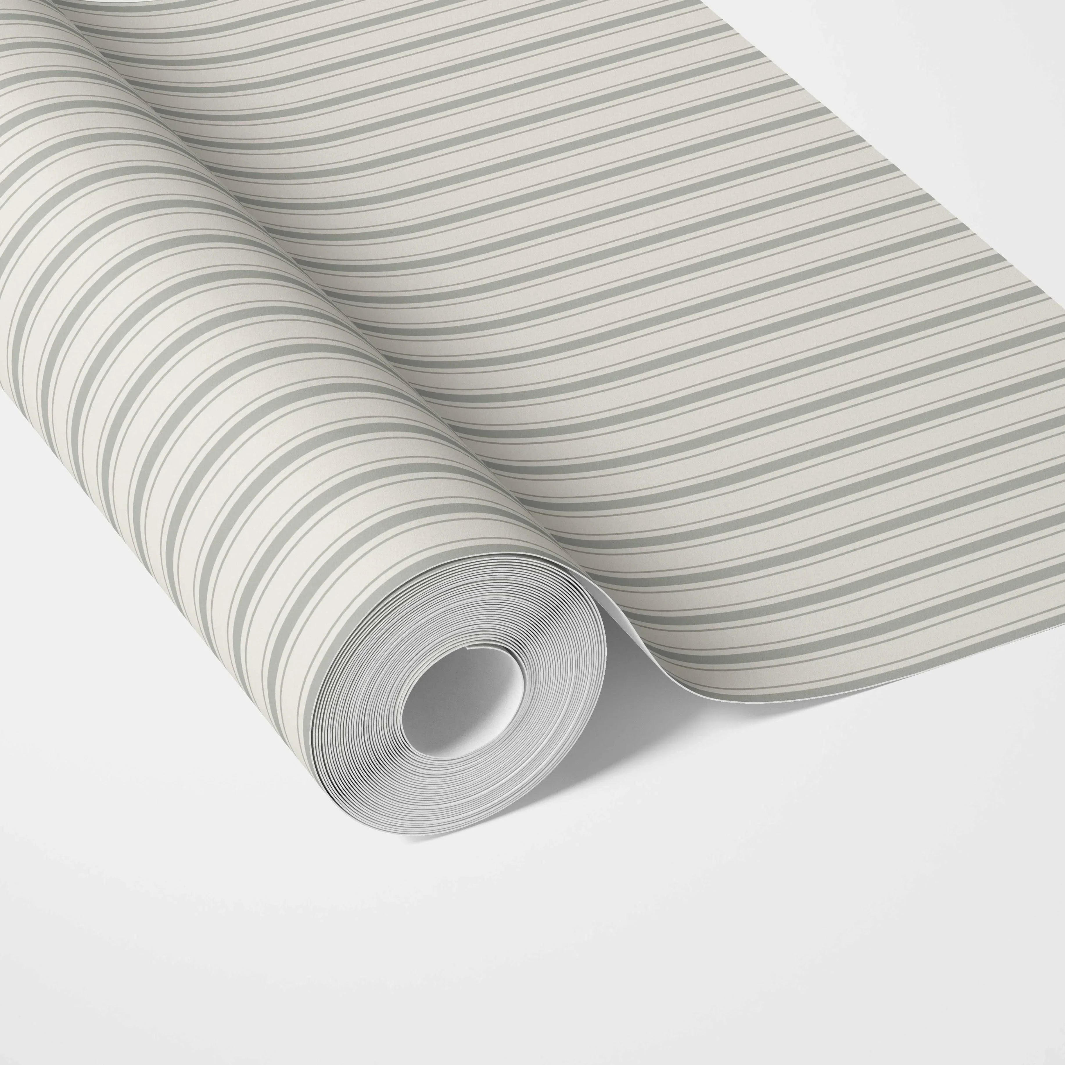 Neutral Geometric Striped Traditional Wallpaper Sample (Sage Grey)