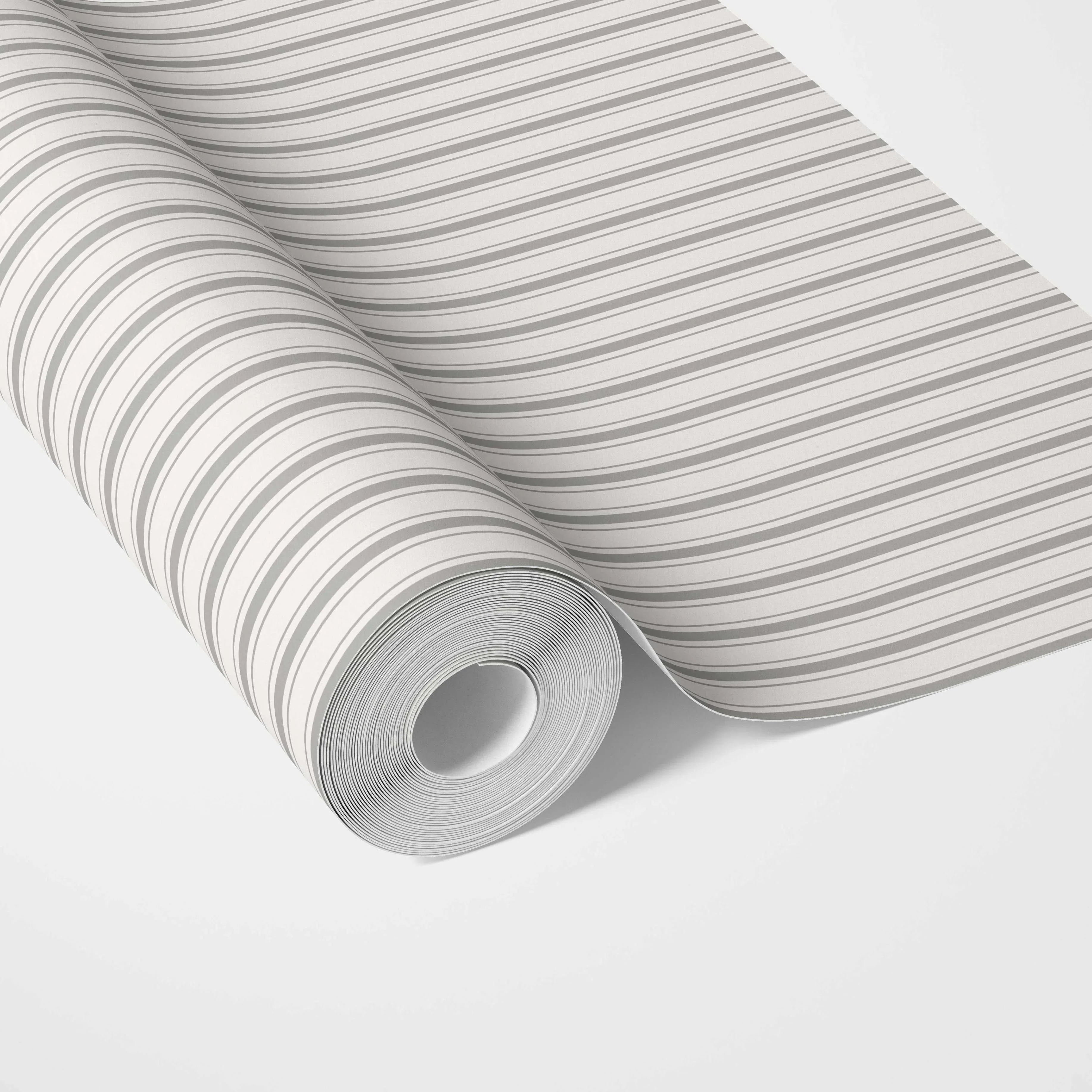 Neutral Geometric Striped Traditional Wallpaper (Light Grey)