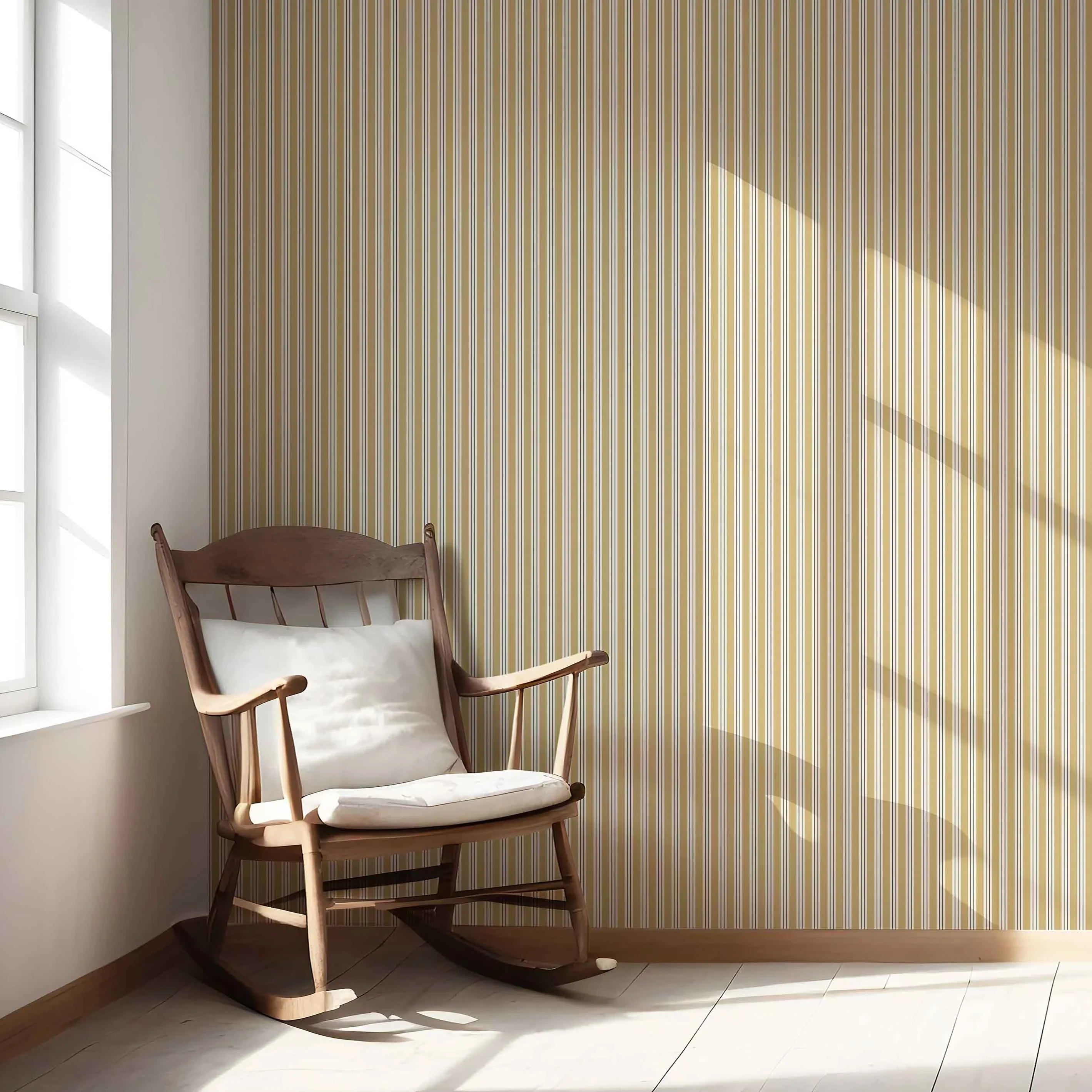Geometric Striped Nursery Wallpaper (Ochre Yellow)