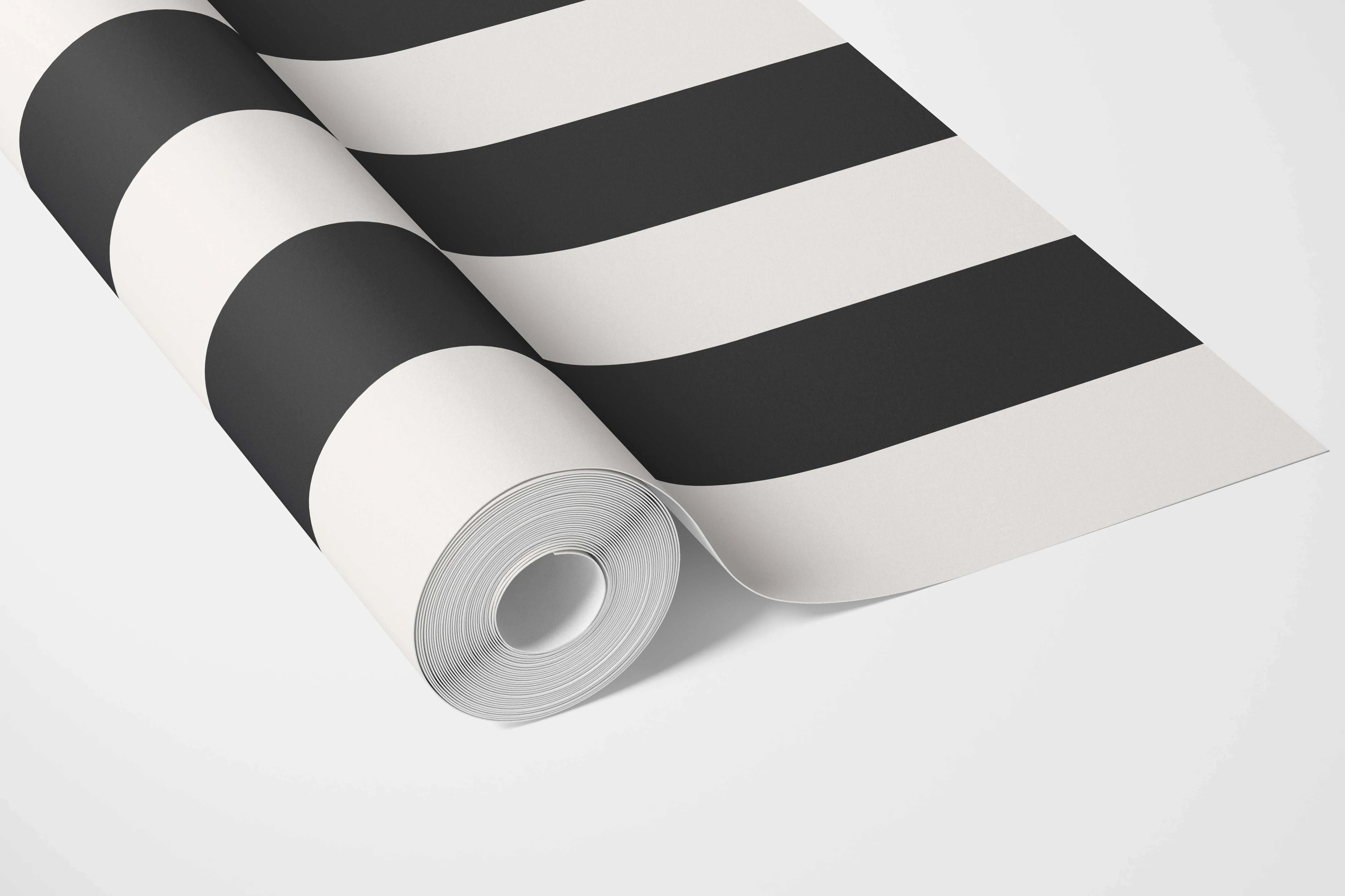 Neutral Geometric Striped Bathroom Wallpaper Sample (Black/ White)