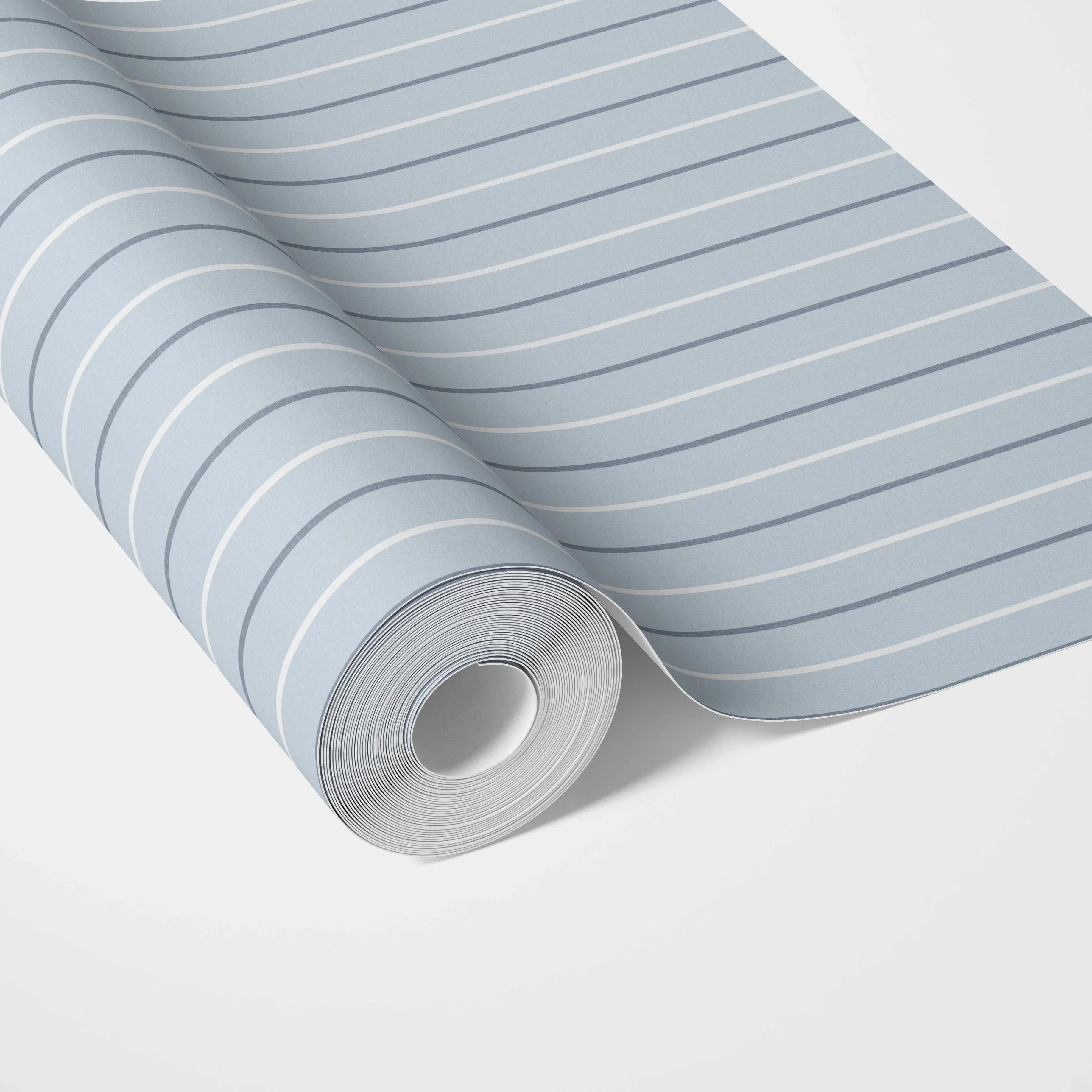 Geometric Striped Traditional Wallpaper Sample (Blue)