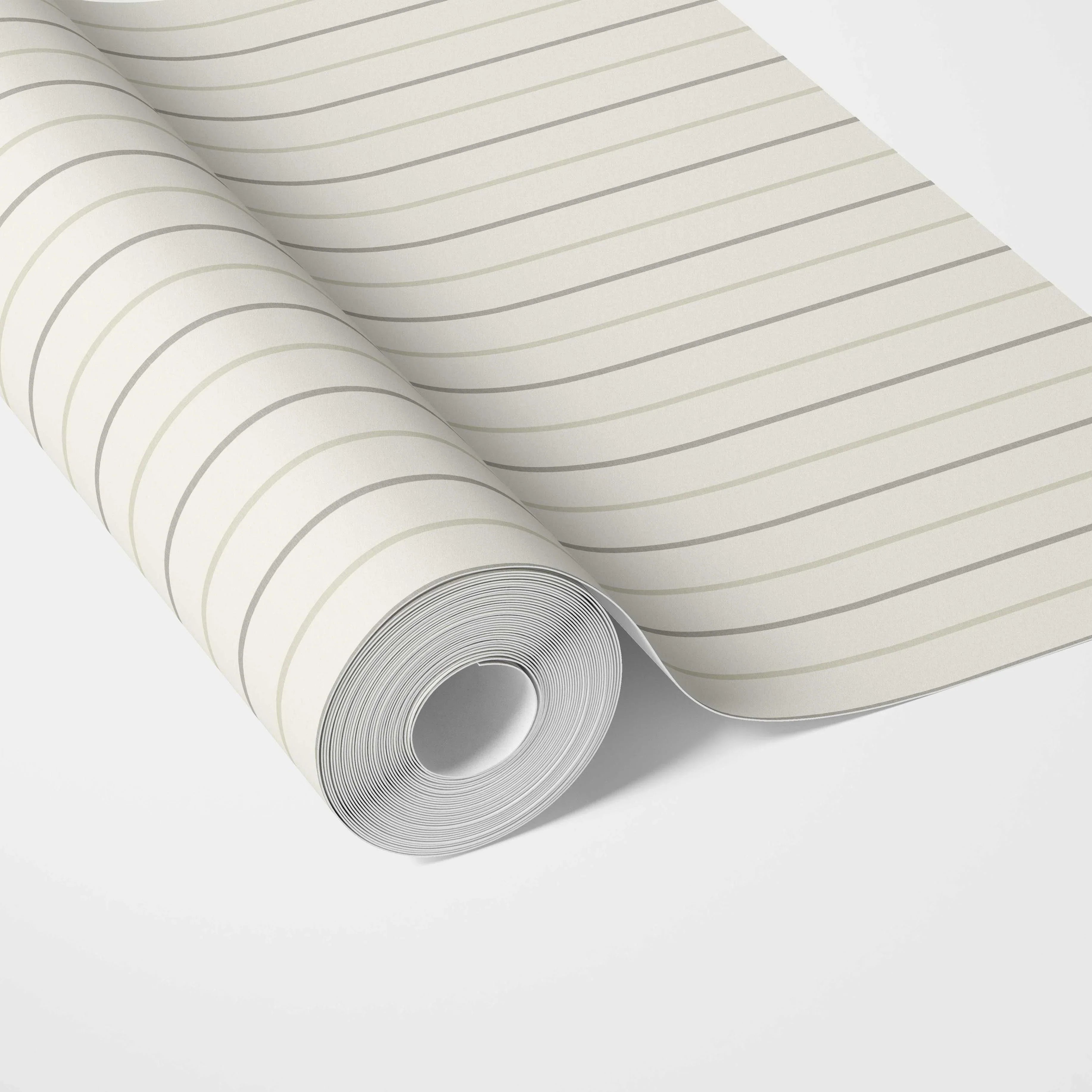 Neutral Geometric Striped Traditional Wallpaper Sample (Sage Grey/ Beige/ Cream)