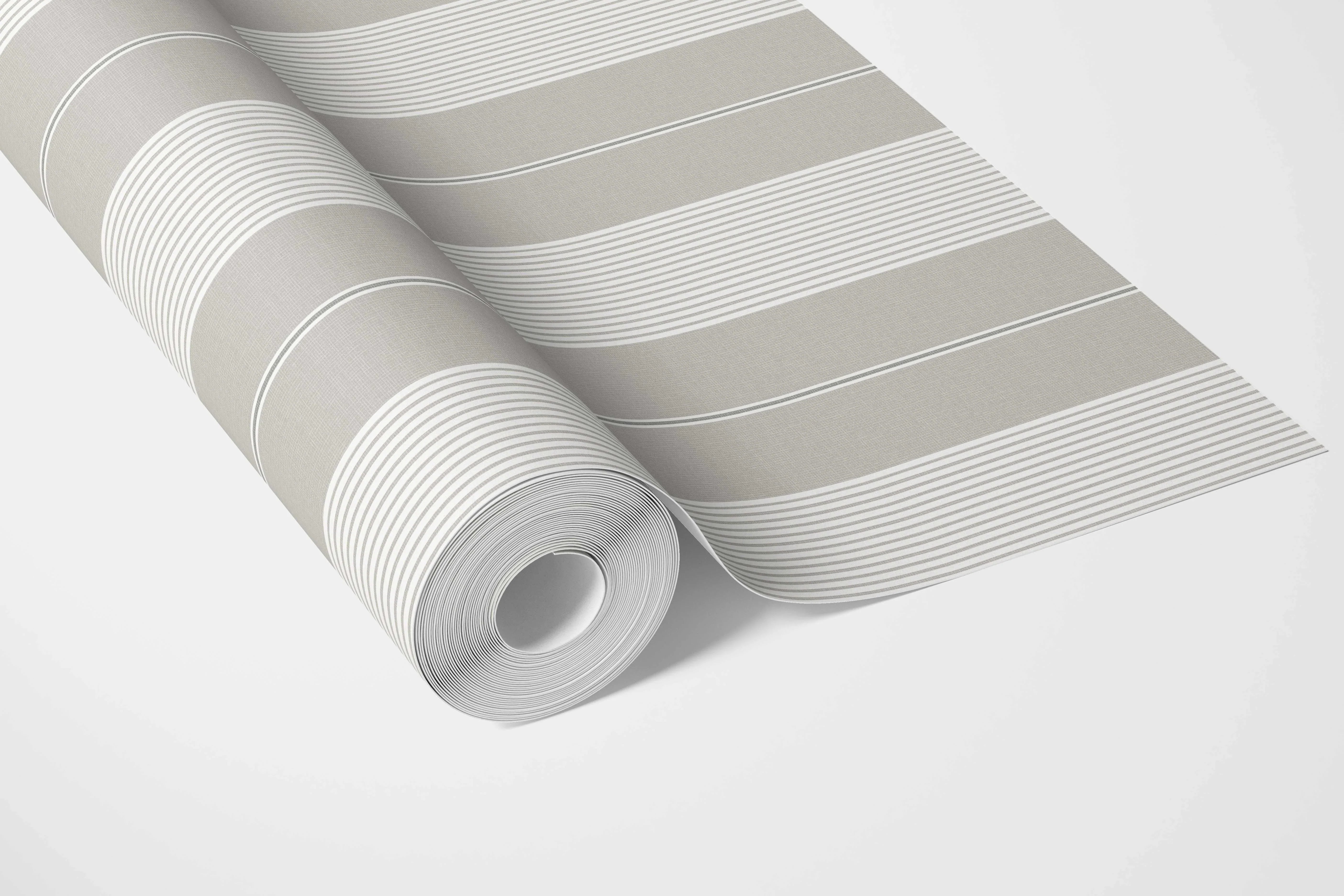 Neutral Geometric Striped Bathroom Wallpaper Sample (Grey)