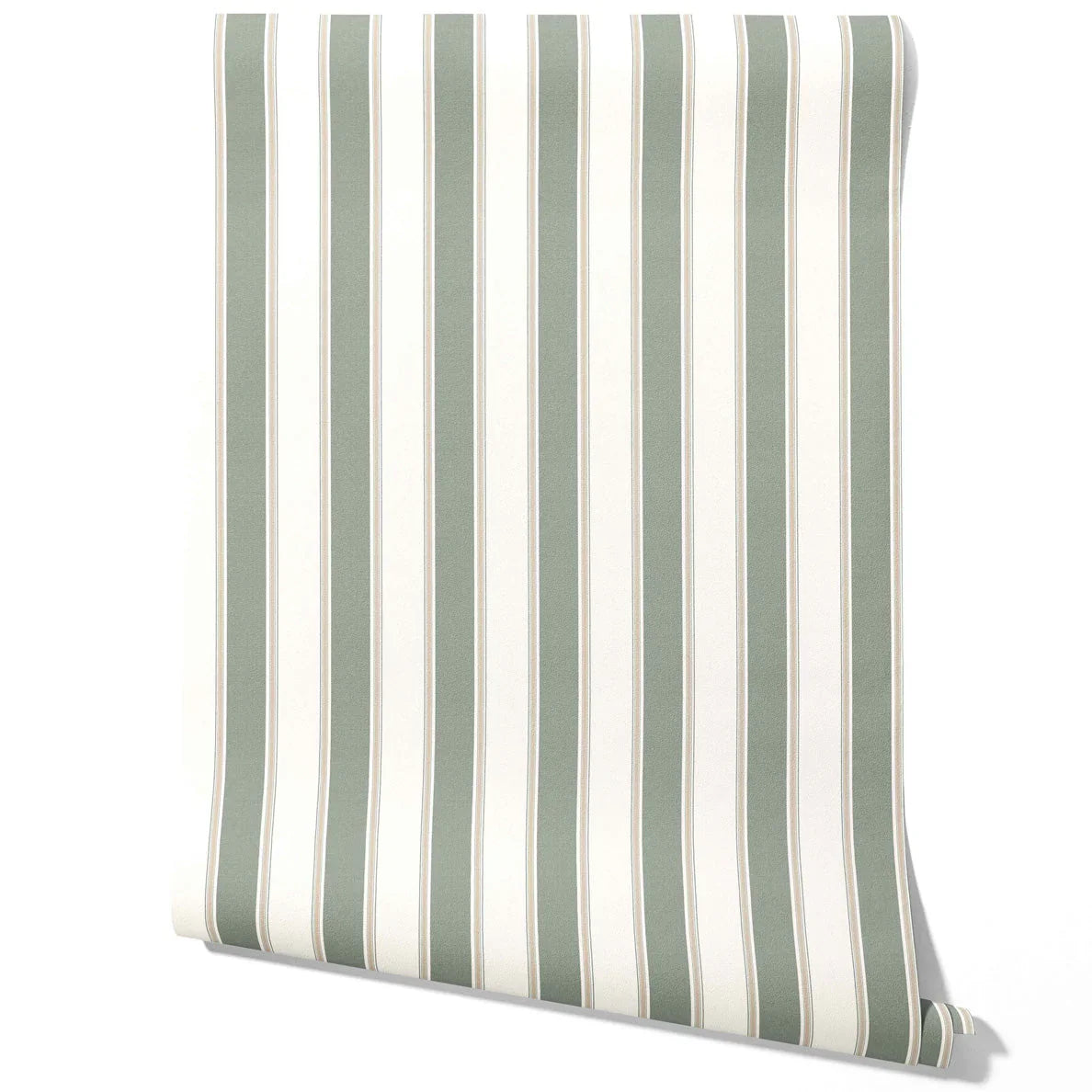 Geometric Striped Traditional Wallpaper Sample (Grey-Green)